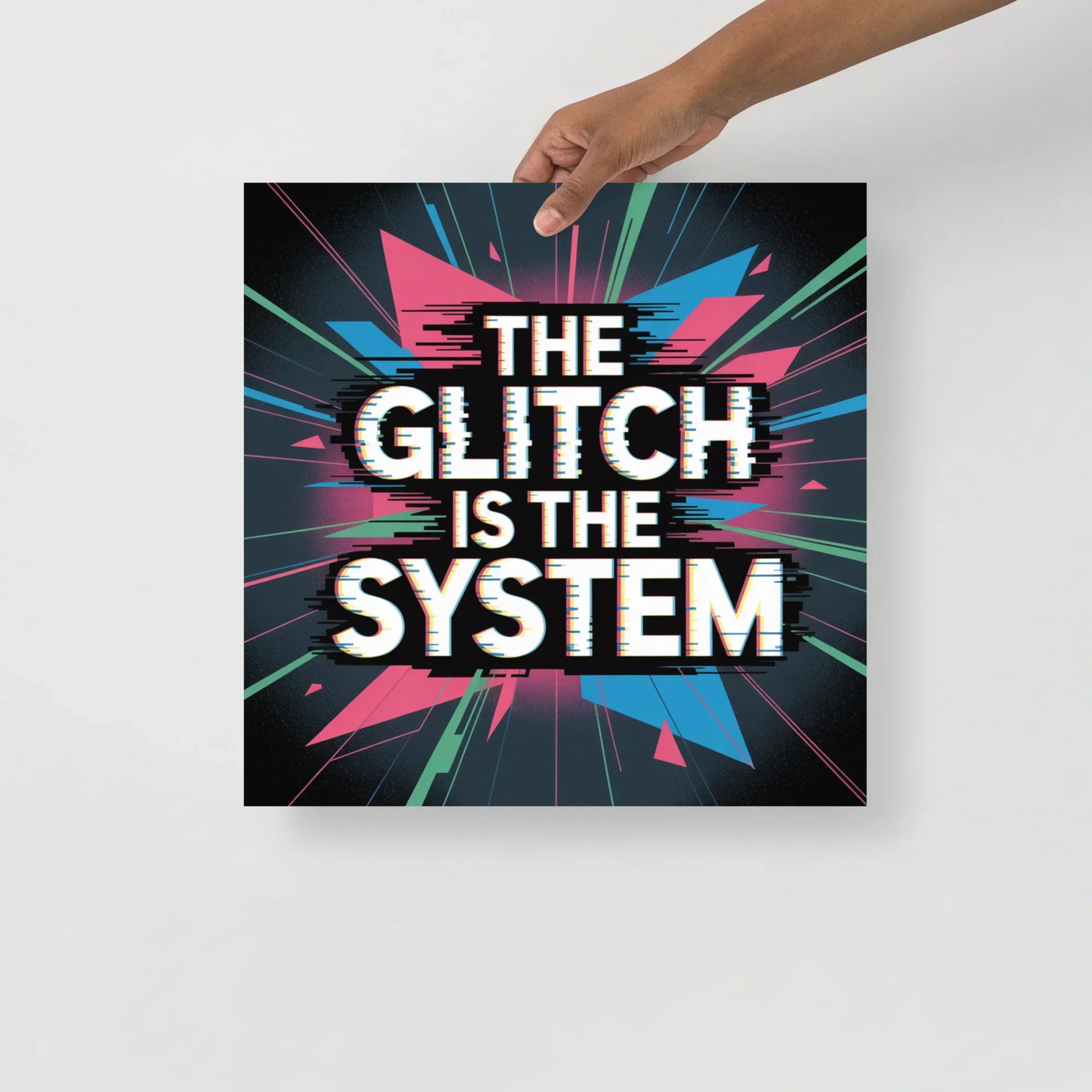The Glitch Is The System – Cyberpunk Glitch Art Print for Gaming Room Decor - RaZits