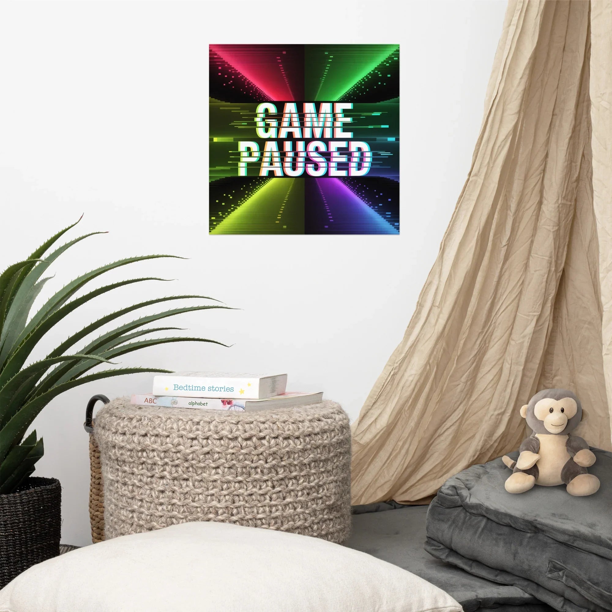 Game Paused – Glitch Effect Retro Gaming Wall Art - RaZits