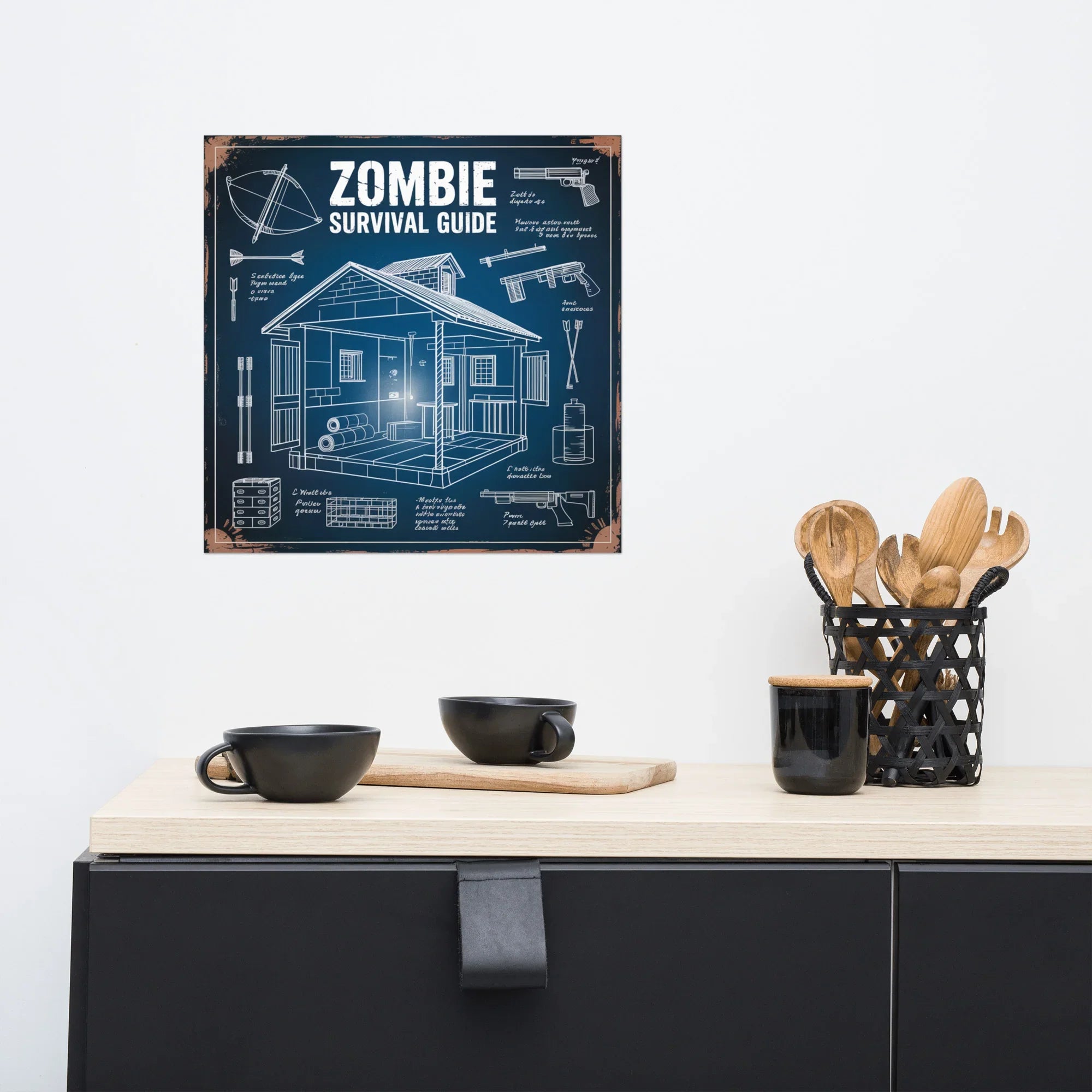 Zombie Survival Guide Blueprint – Tactical Gamer Wall Art - RaZits