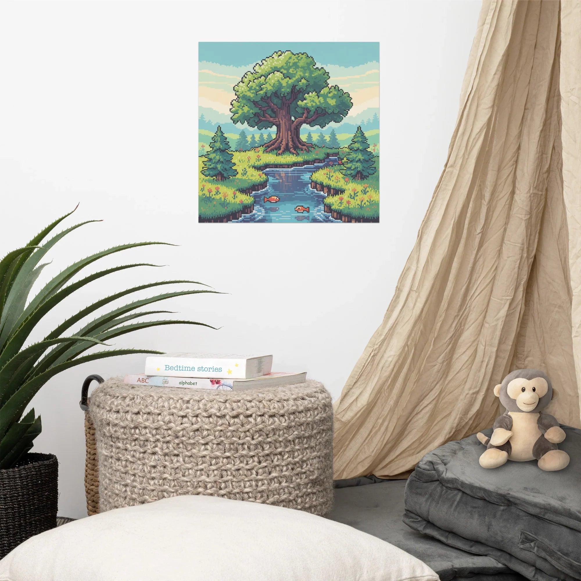 Pixel Grove – Retro Gaming Poster for Gamer Wall Art & Pixel Landscape Decor - RaZits