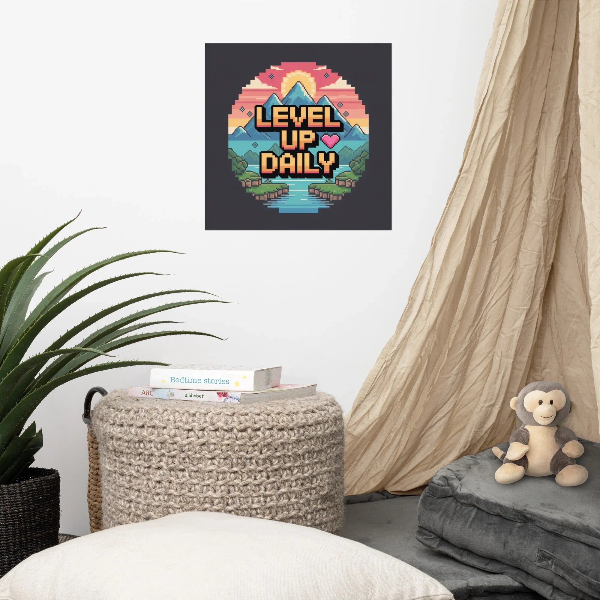 Level Up Daily Pixel Motivation Poster - RaZits