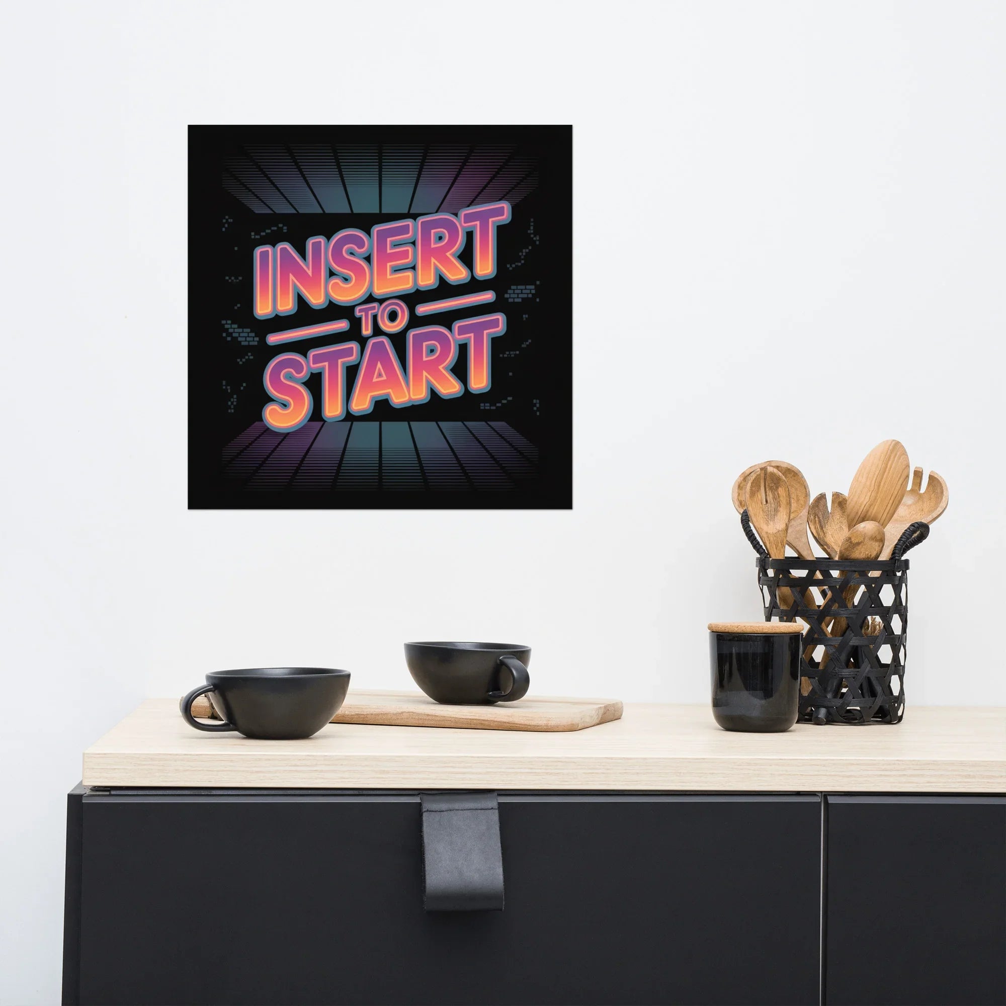 Insert to Start – Retro Neon Arcade Poster - RaZits