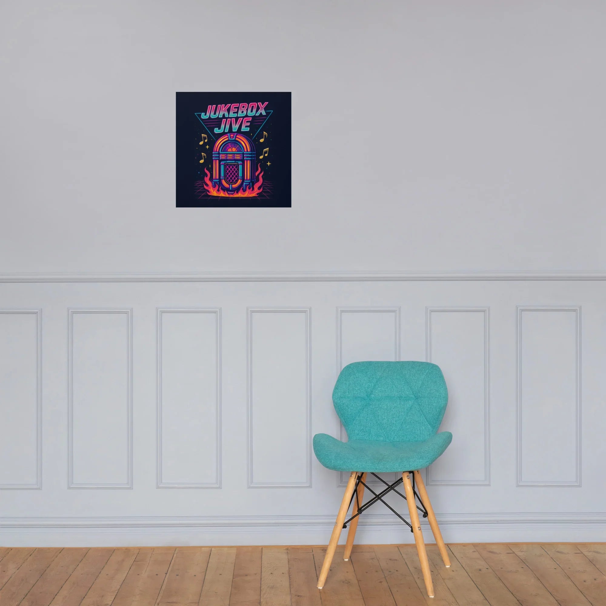 Jukebox Jive Poster – Retro Fire & Music Vibes Art - RaZits