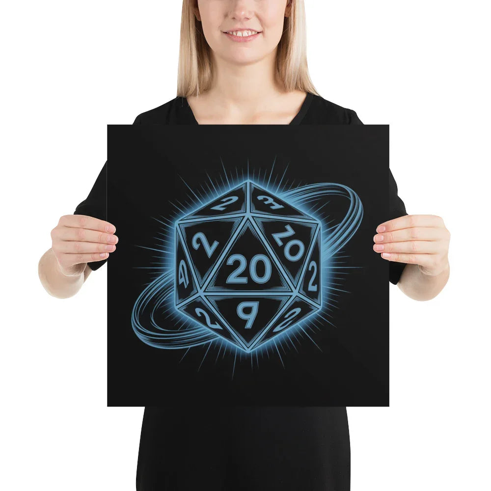 D20 Neon Dice Glow – Tabletop RPG Wall Art for Gaming Rooms - RaZits