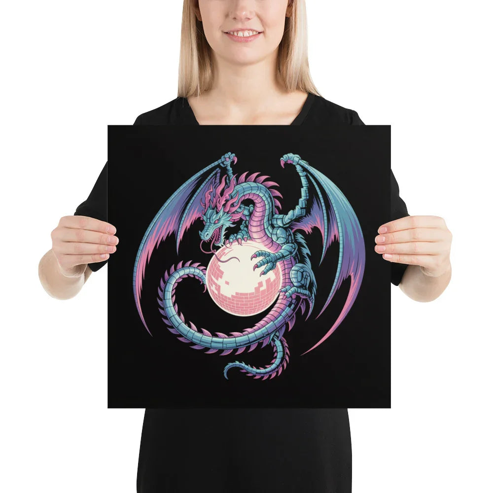Cyber Dragon – Neon Pixel Fantasy Gaming Poster - RaZits