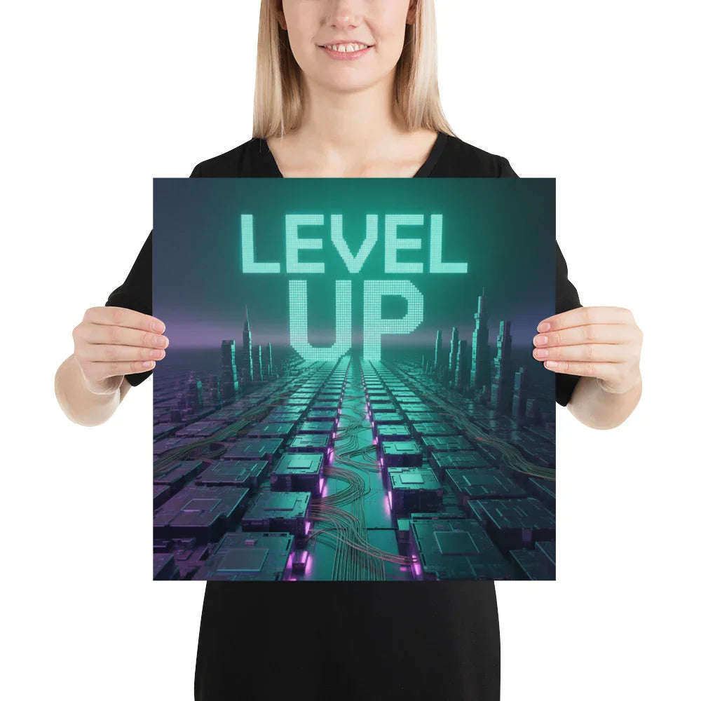 Level Up – Cyber Futuristic Wall Art for Gamers & Tech Lovers - RaZits