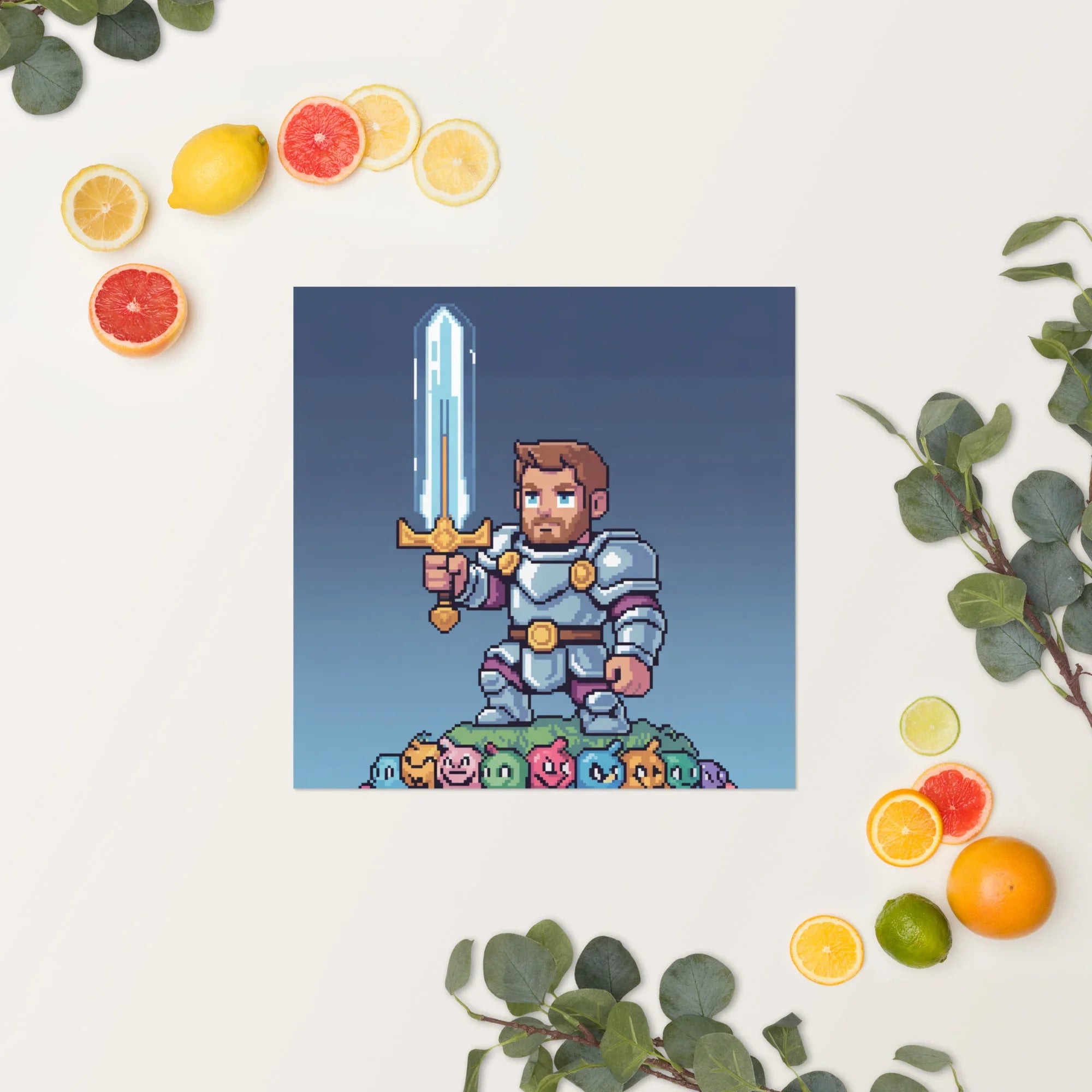 Pixel Knight – Fantasy Gaming Poster in Retro Pixel Art Style for Gamer Wall Decor - RaZits