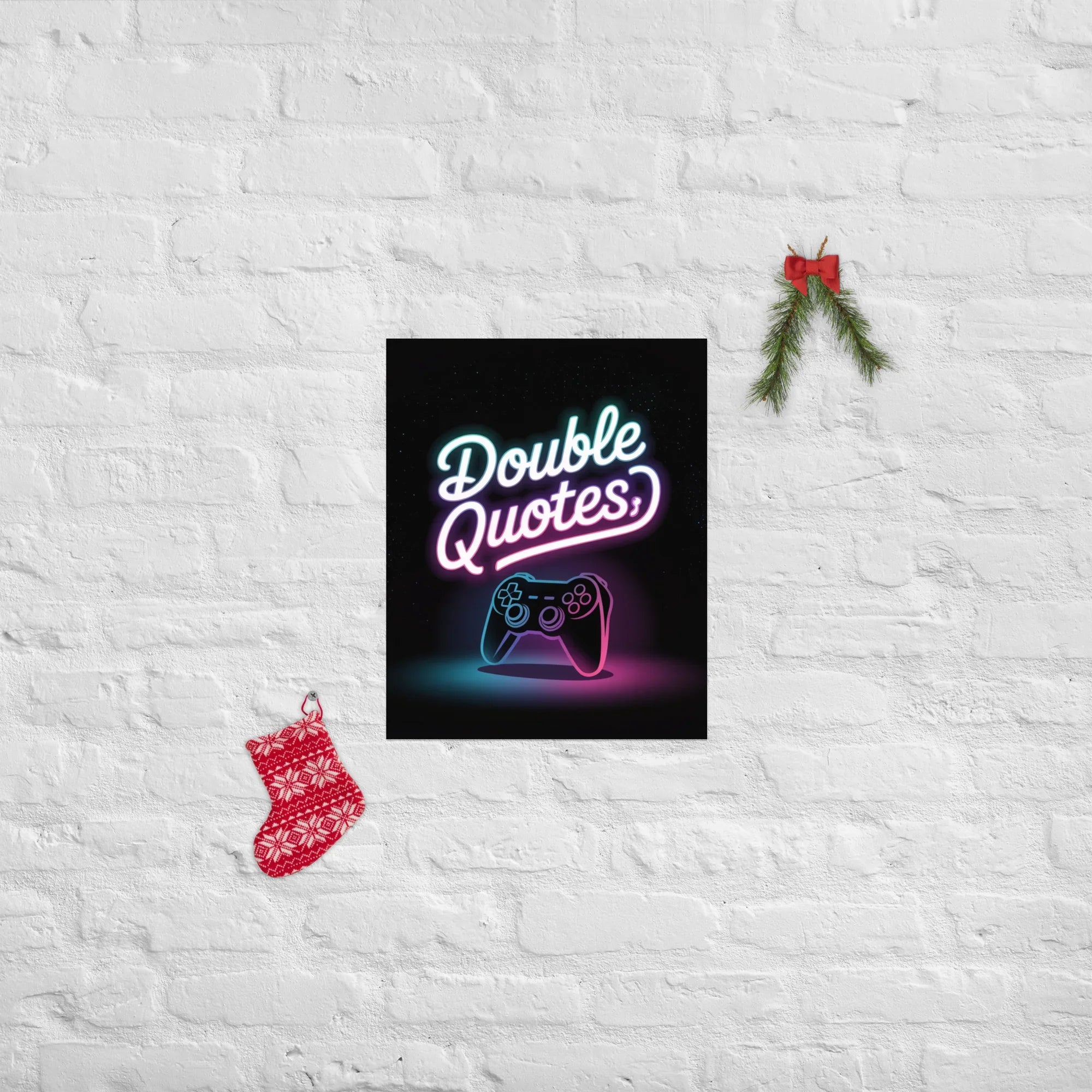 Double Quotes – Neon Gaming Controller Poster - RaZits