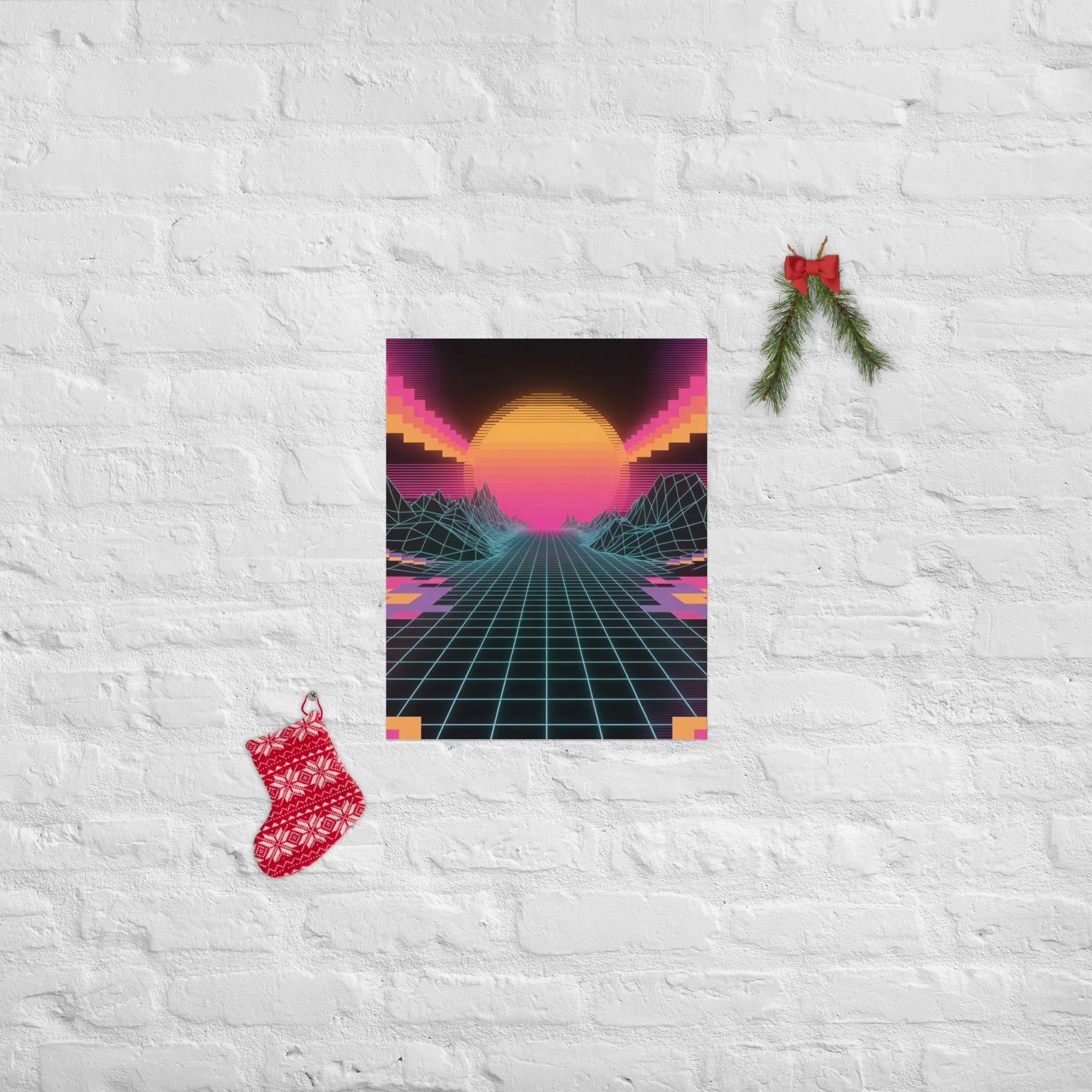 Neon Horizon – Retro Futurism Grid Sunset Gaming Poster - RaZits