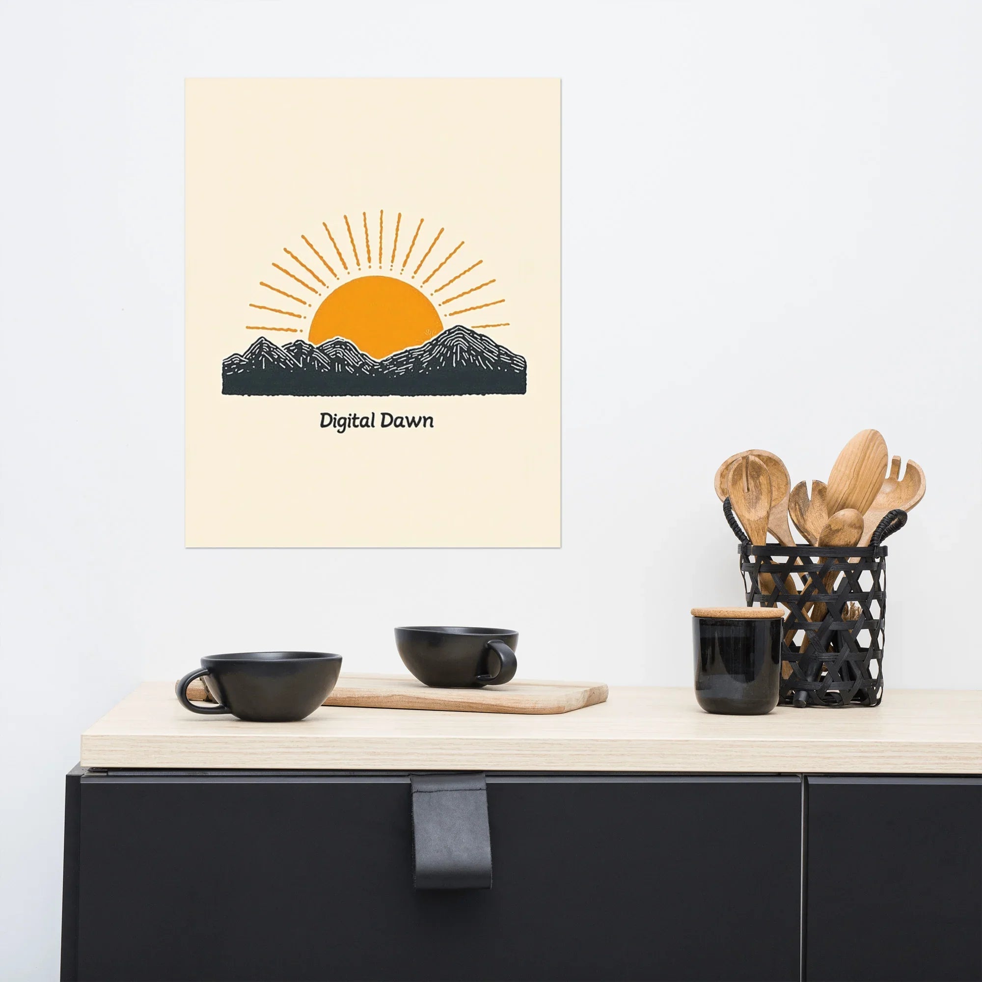 Digital Dawn Poster – Minimal Sunrise with a Tech Vibe - RaZits