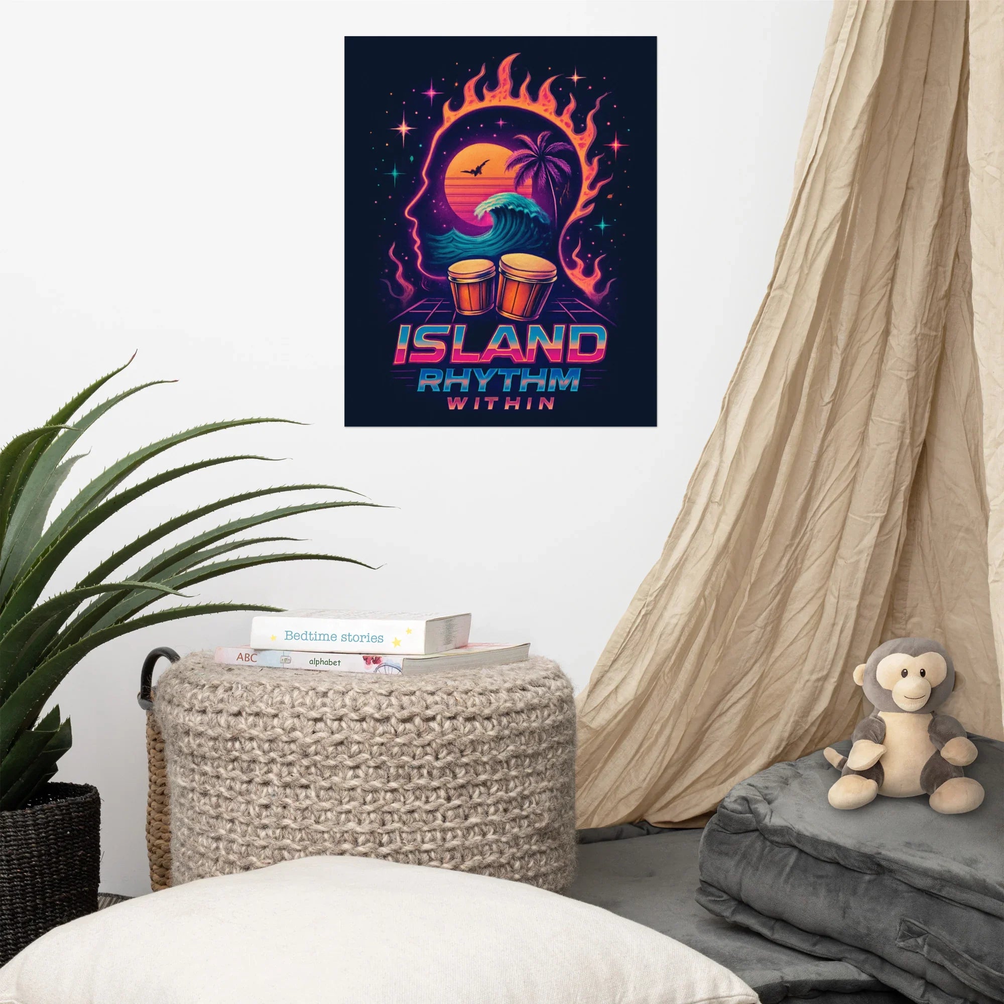 Island Rhythm Within Poster – Retro Beach Drumwave Art - RaZits
