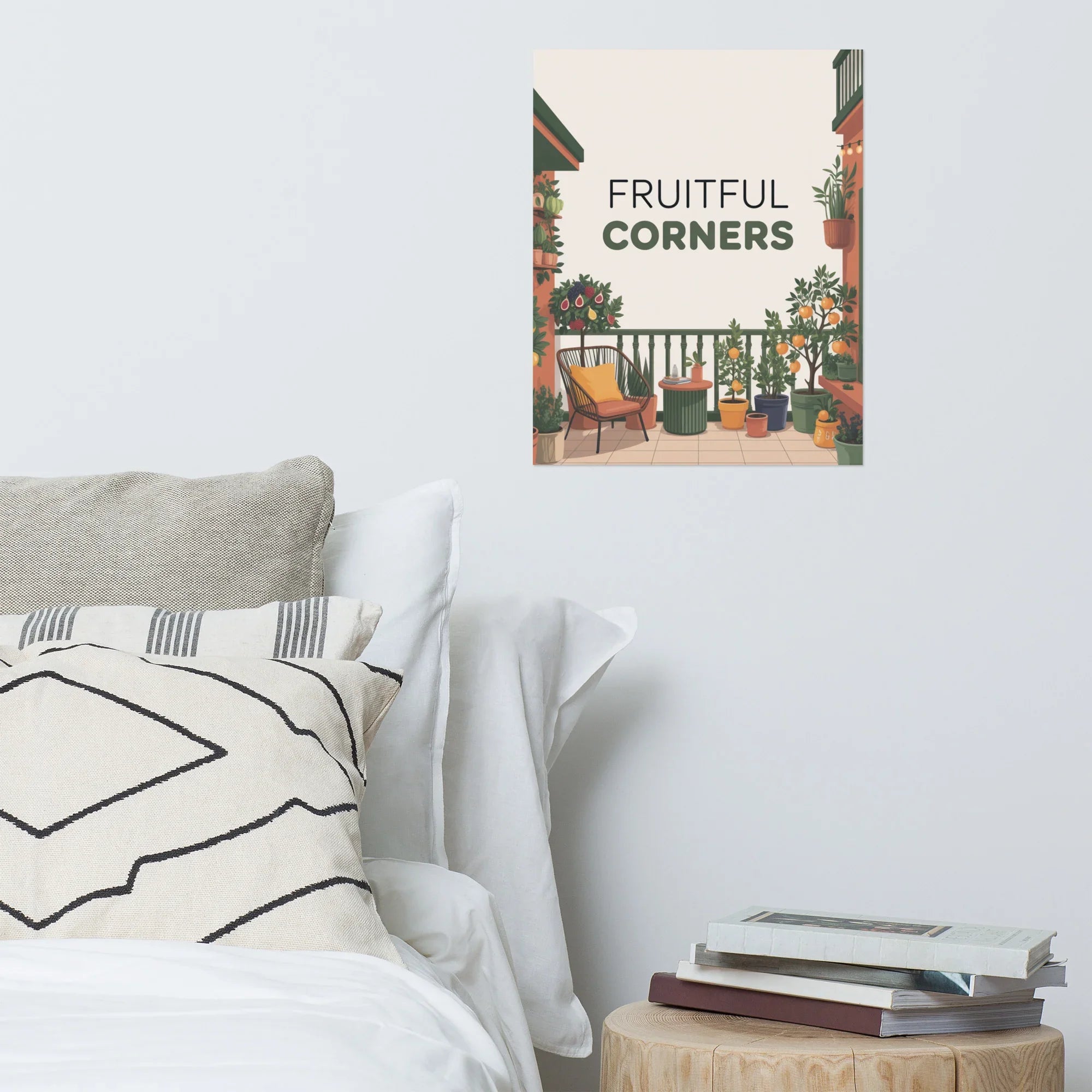 Fruitful Balcony Art Print – Citrus Garden on the Terrace Poster - RaZits