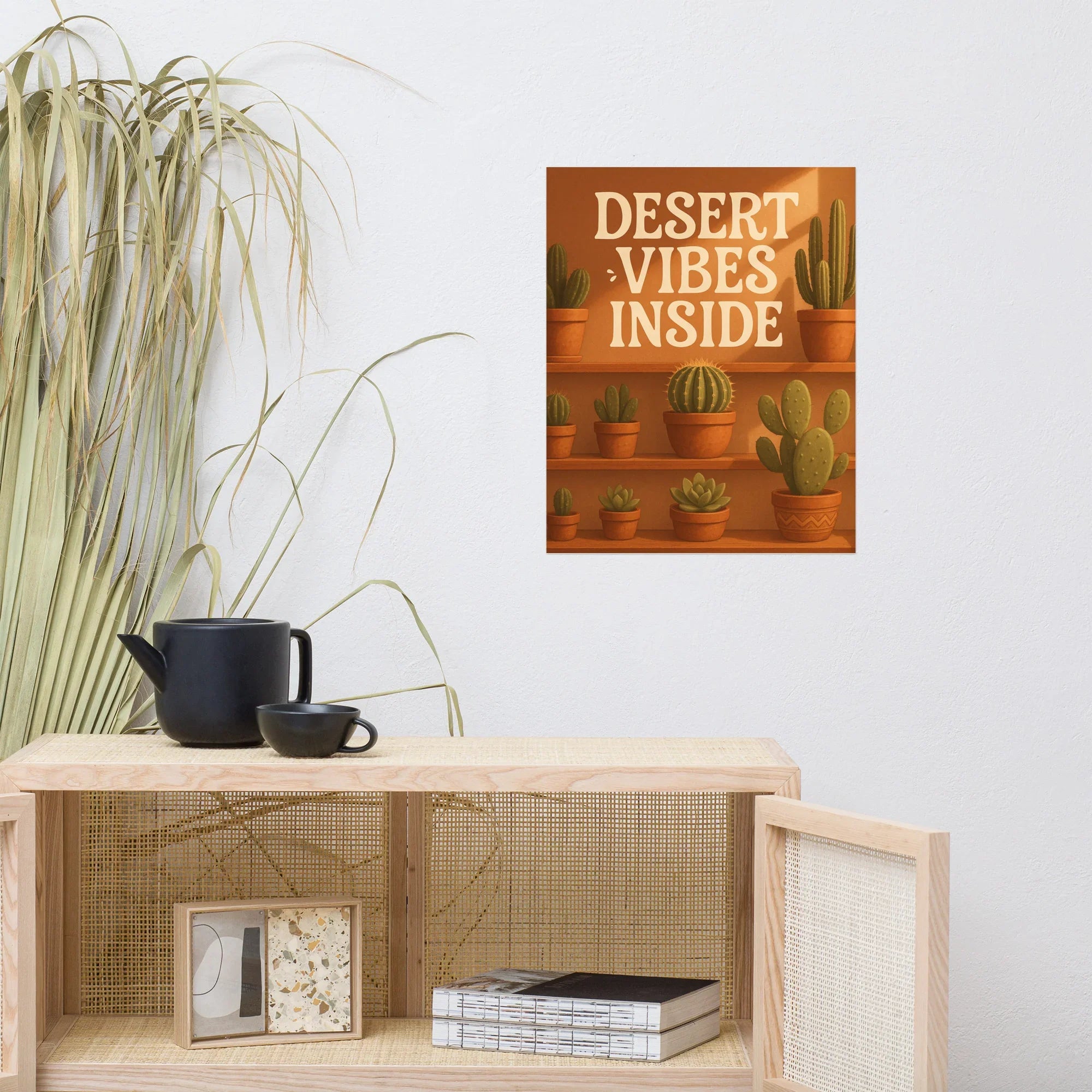 Cactus Shelf Art Print – Desert Vibes Indoor Succulent Illustration - RaZits
