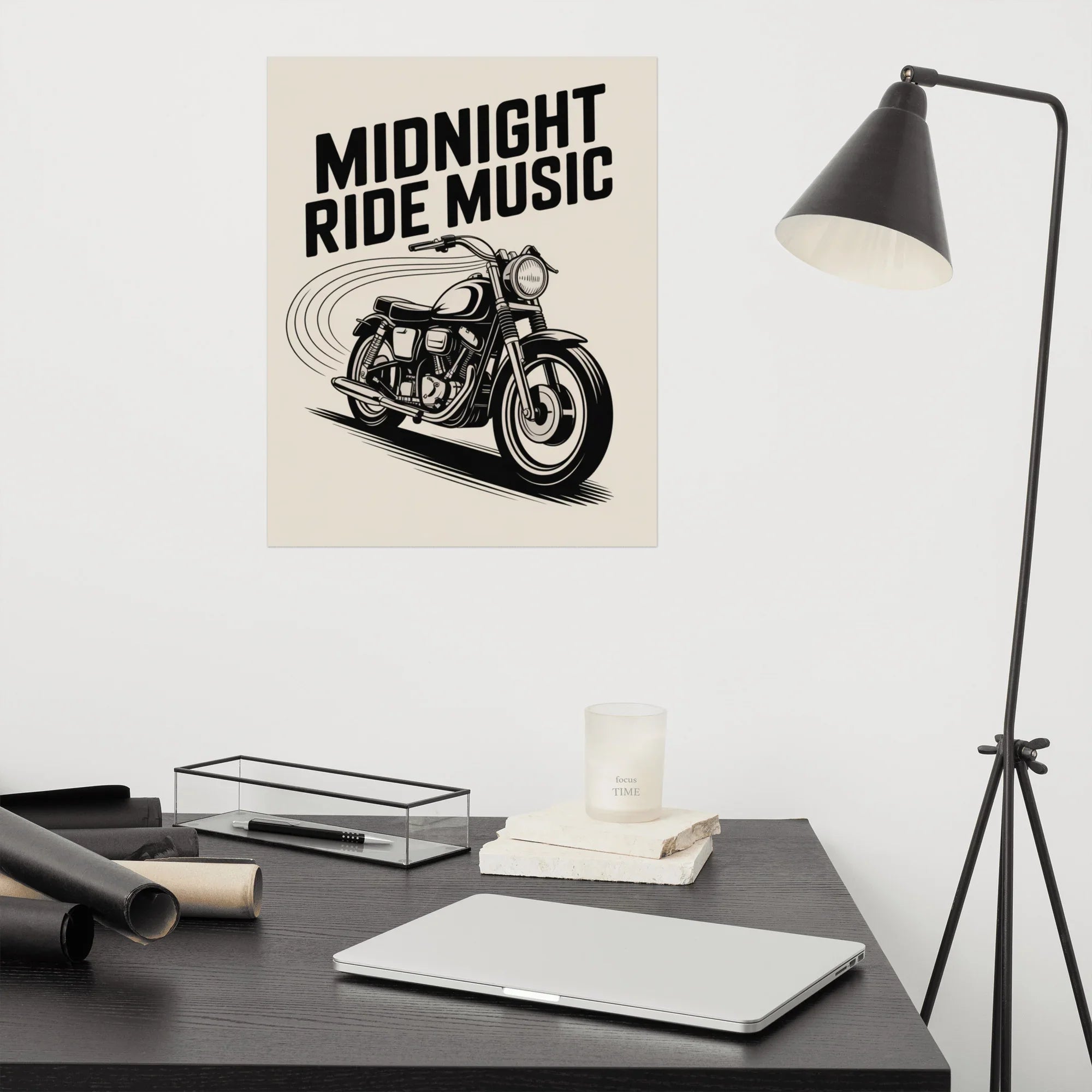 Midnight Ride Music Poster – Vintage Motorcycle Soundwave - RaZits