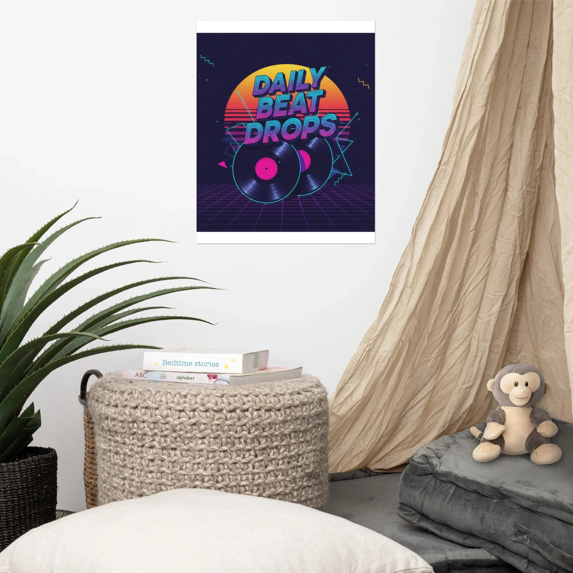 Daily Beat Drops Poster – Neon Vinyl Dream Aesthetic - RaZits