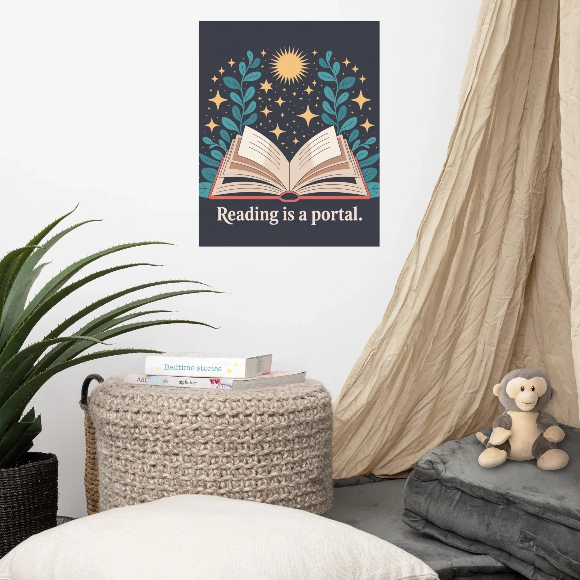 Reading Is a Portal Poster – Celestial Book Art Print - RaZits