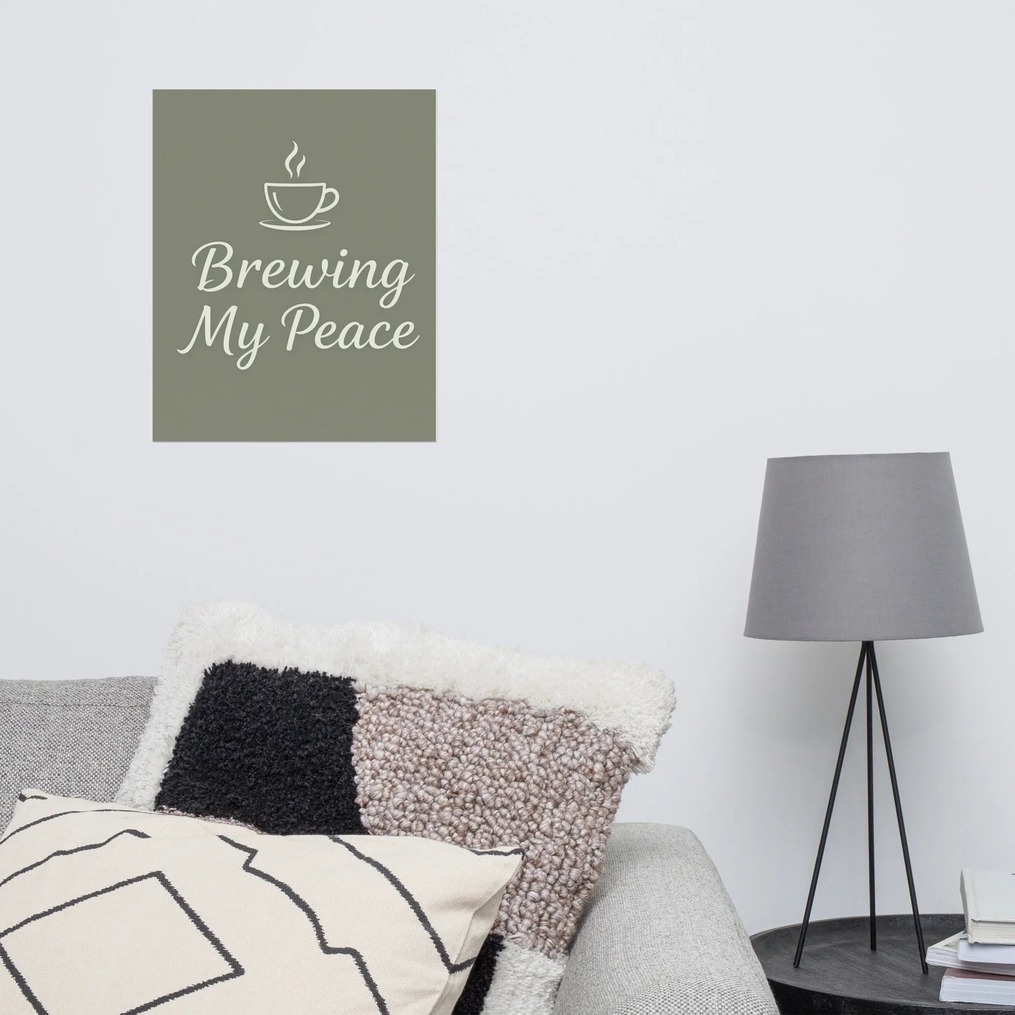 Brewing My Peace Wall Art – Soft Script Coffee Quote - RaZits