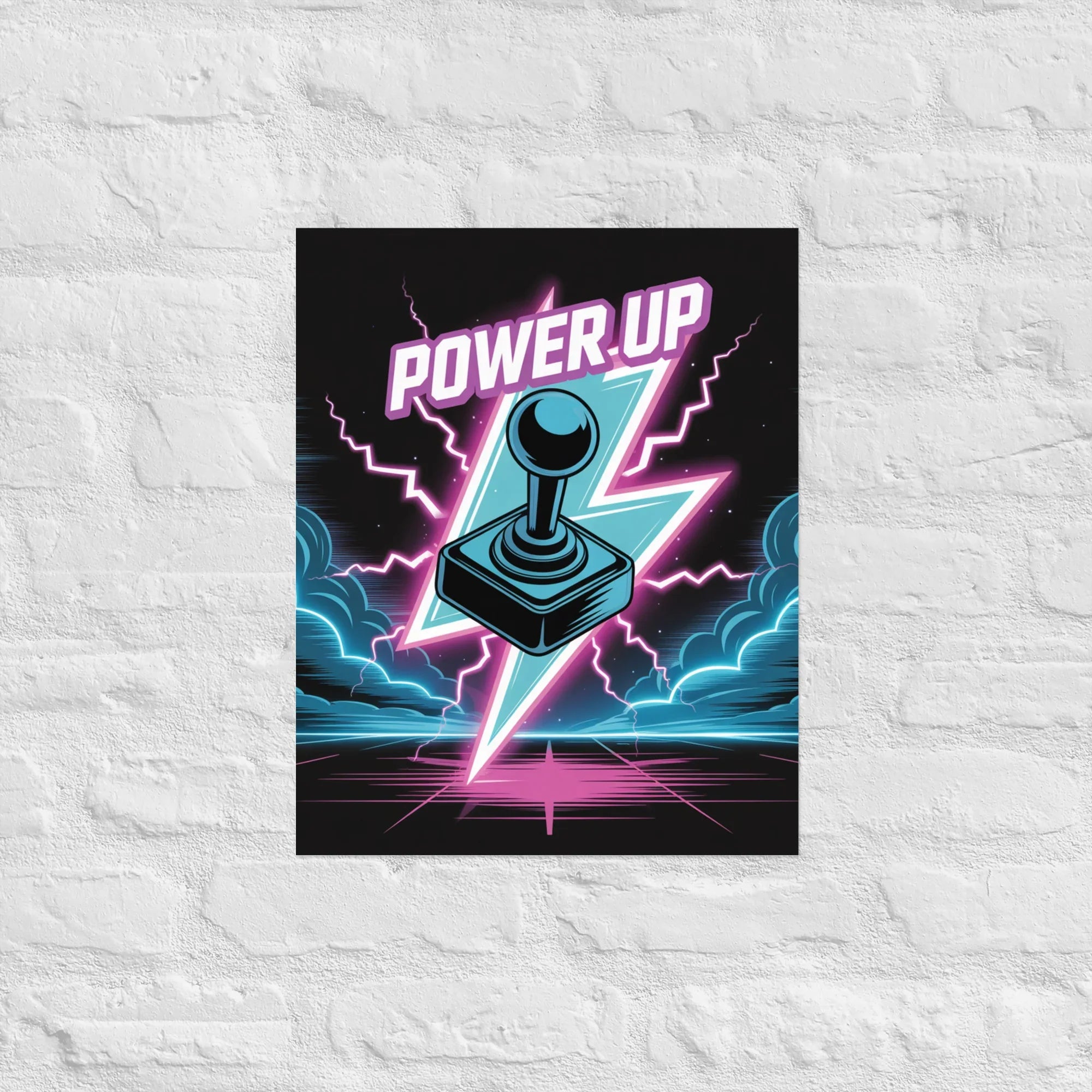 Power Up Gaming Poster – Retro Arcade Joystick Wall Art - RaZits