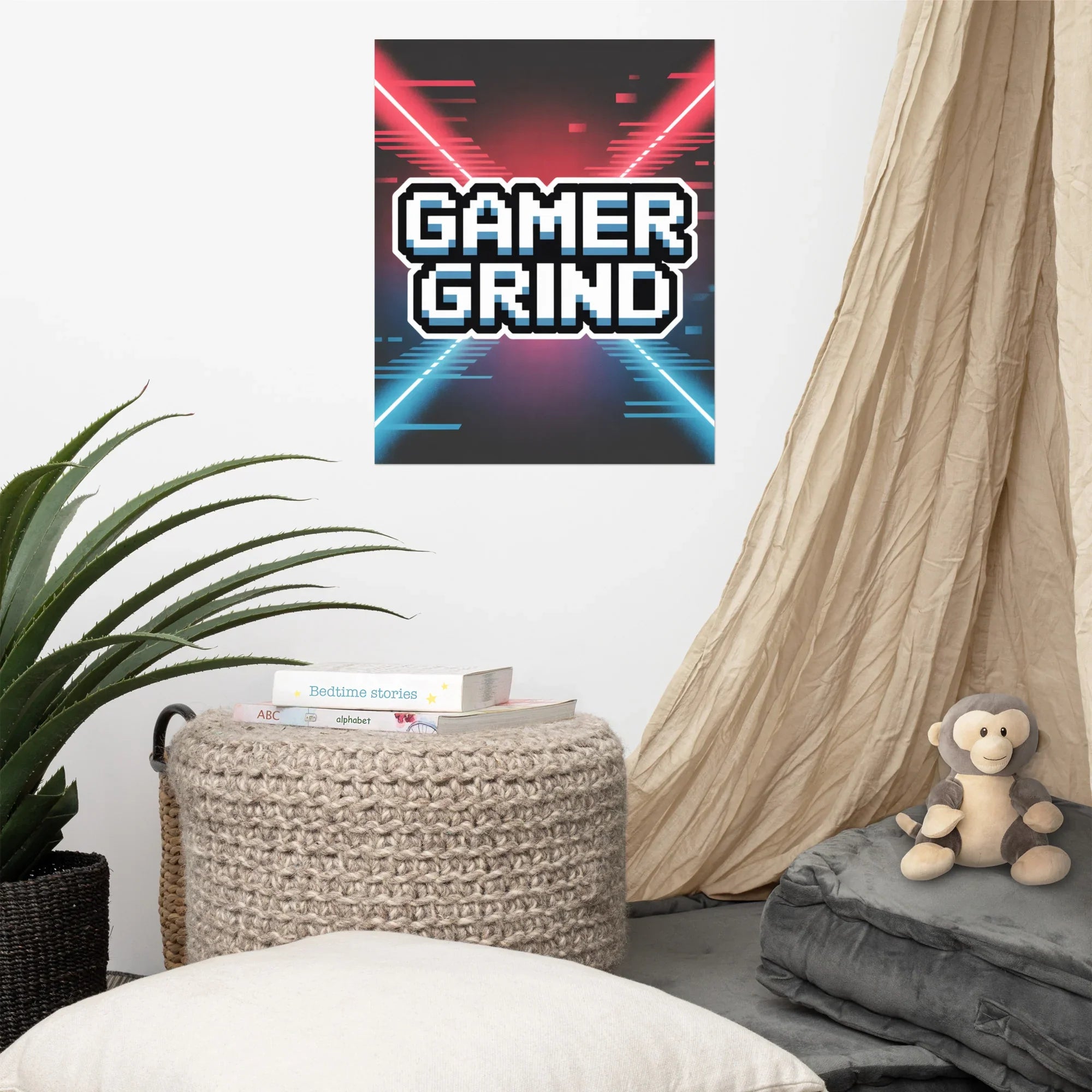 Gamer Grind – Neon Pixel Motivational Gaming Wall Art - RaZits