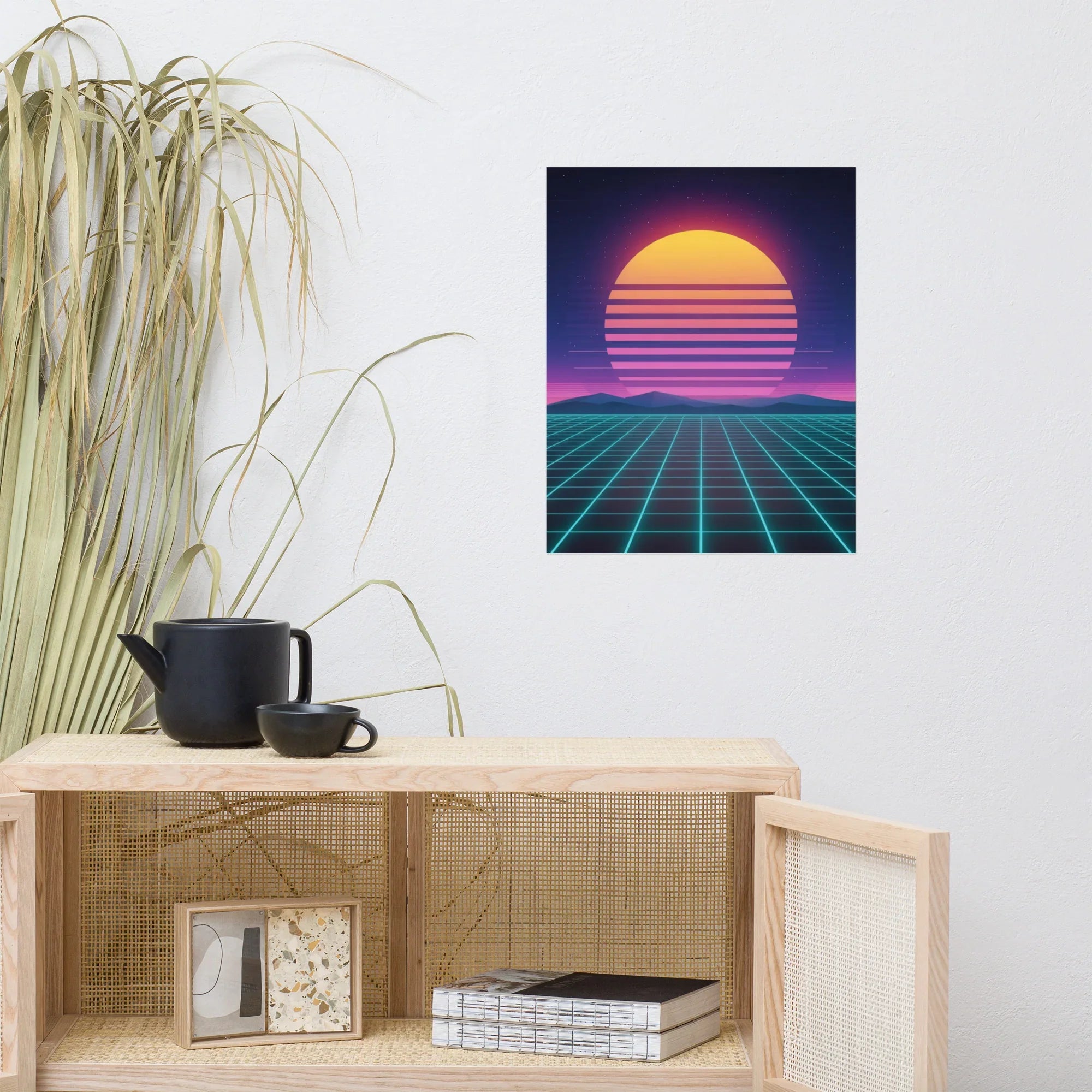 Synthwave Horizon – Retro Futuristic Neon Sunset Wall Art - RaZits