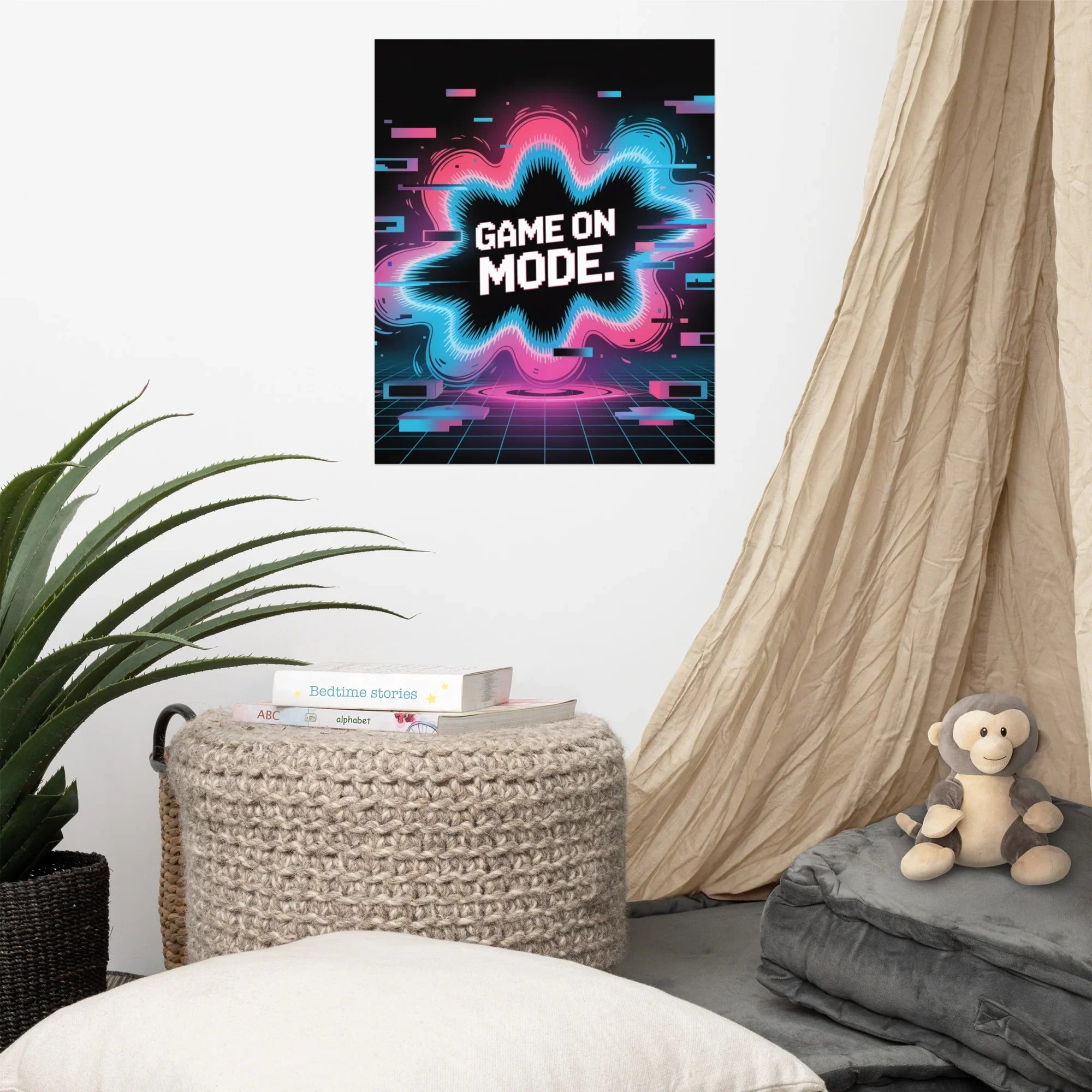 Game On Mode – Retro Neon Glitch Gaming Poster - RaZits