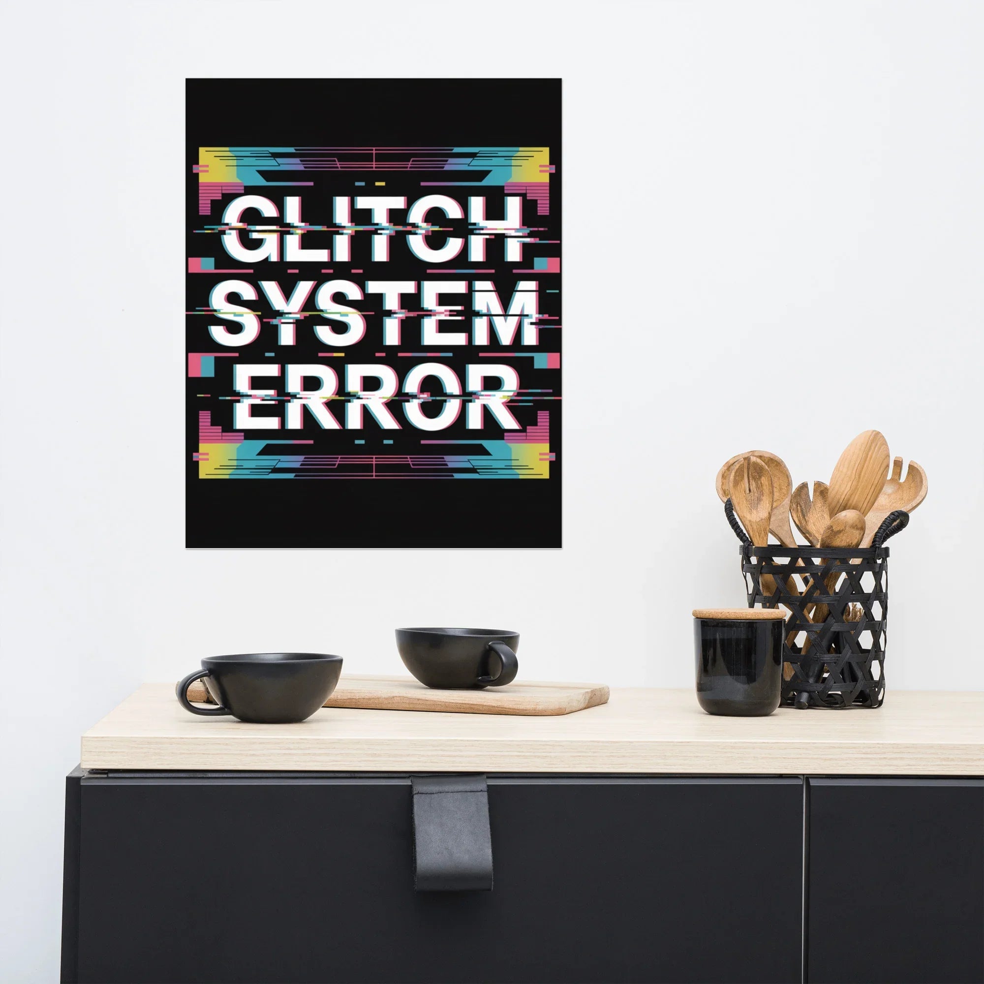 Glitch System Error – Cyberpunk Digital Distortion Art Poster - RaZits