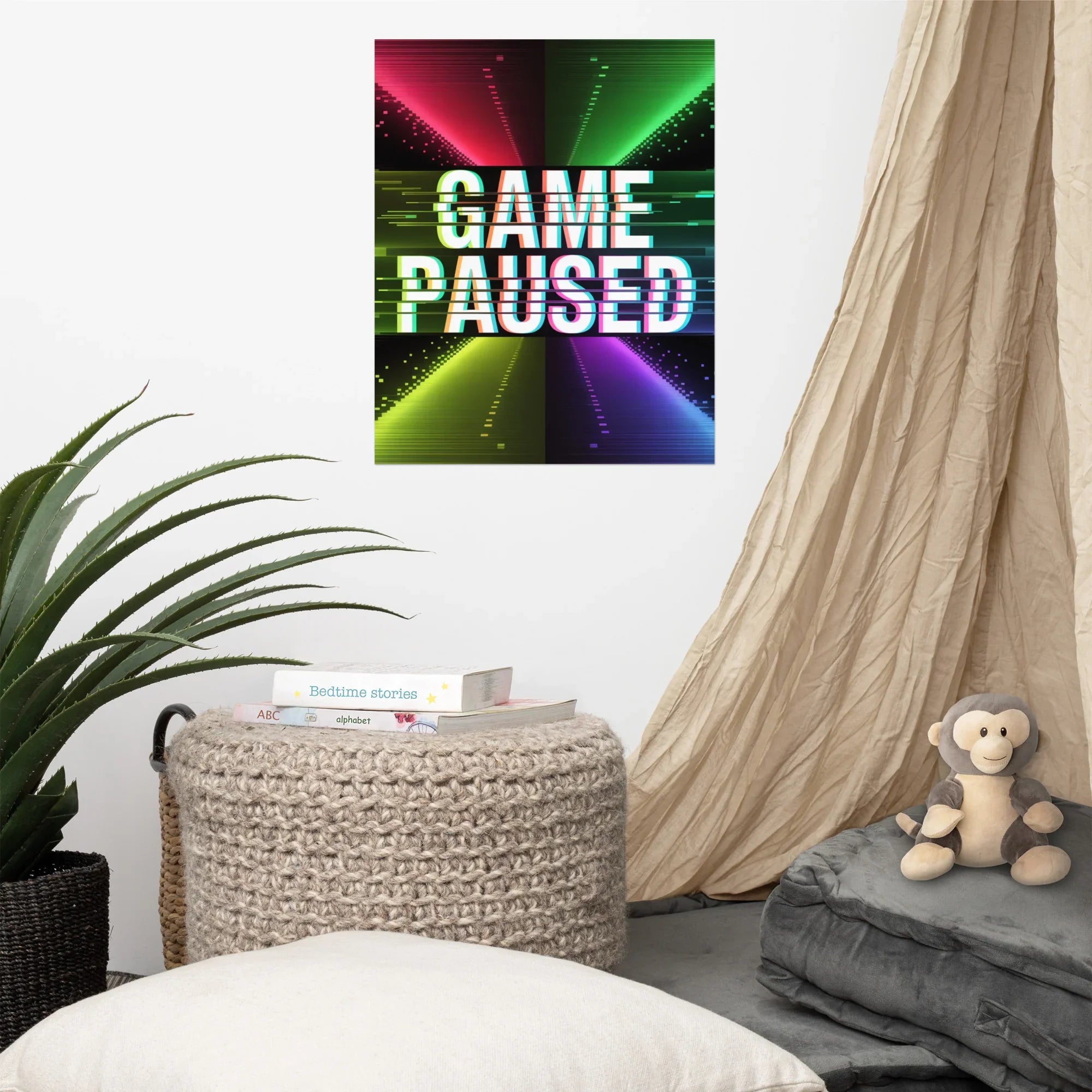 Game Paused – Glitch Effect Retro Gaming Wall Art - RaZits