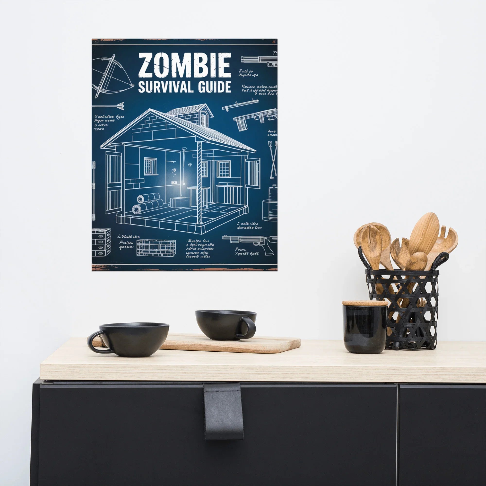 Zombie Survival Guide Blueprint – Tactical Gamer Wall Art - RaZits