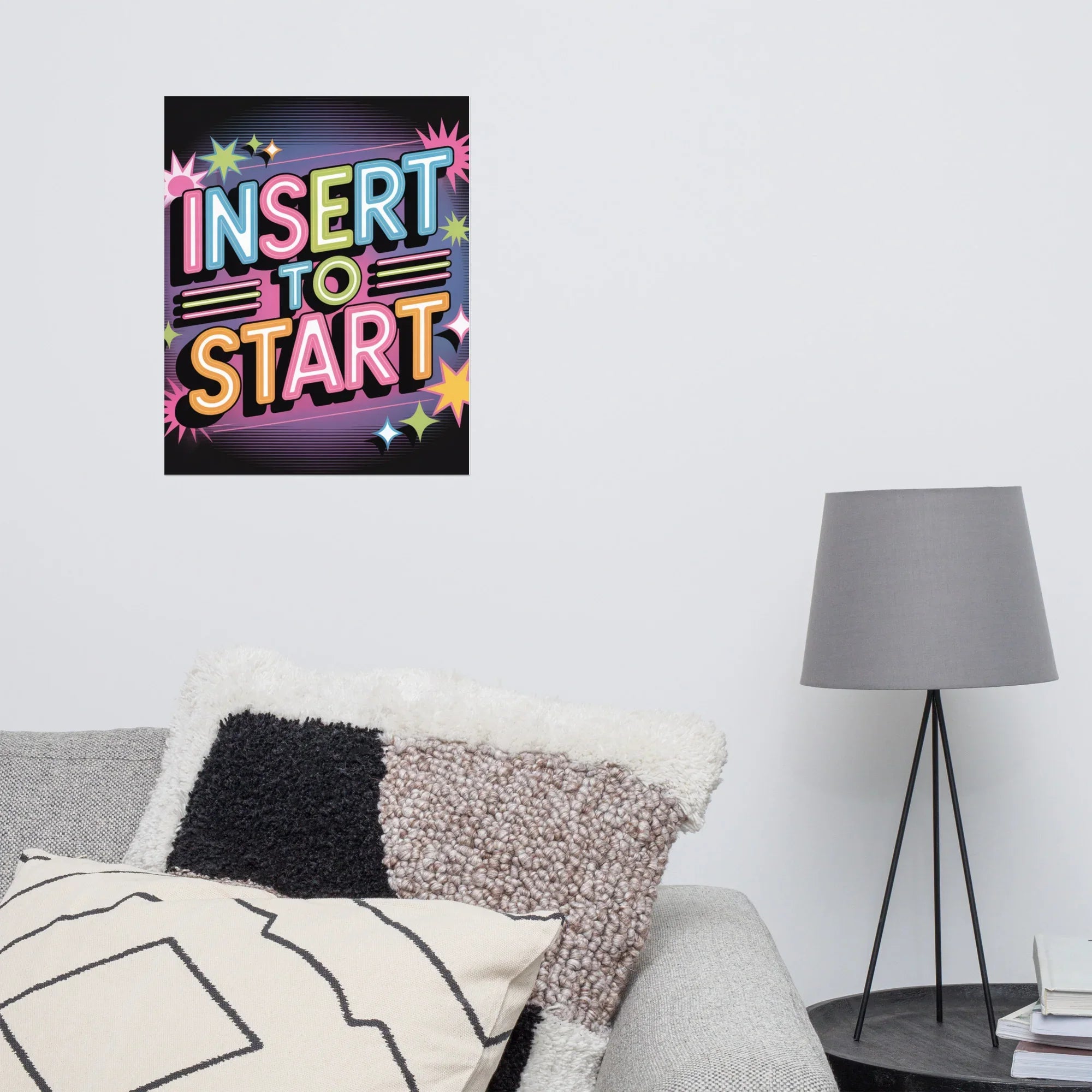 Insert to Start – Retro Neon Arcade Poster for Gamer Room & Gaming Wall Decor - RaZits