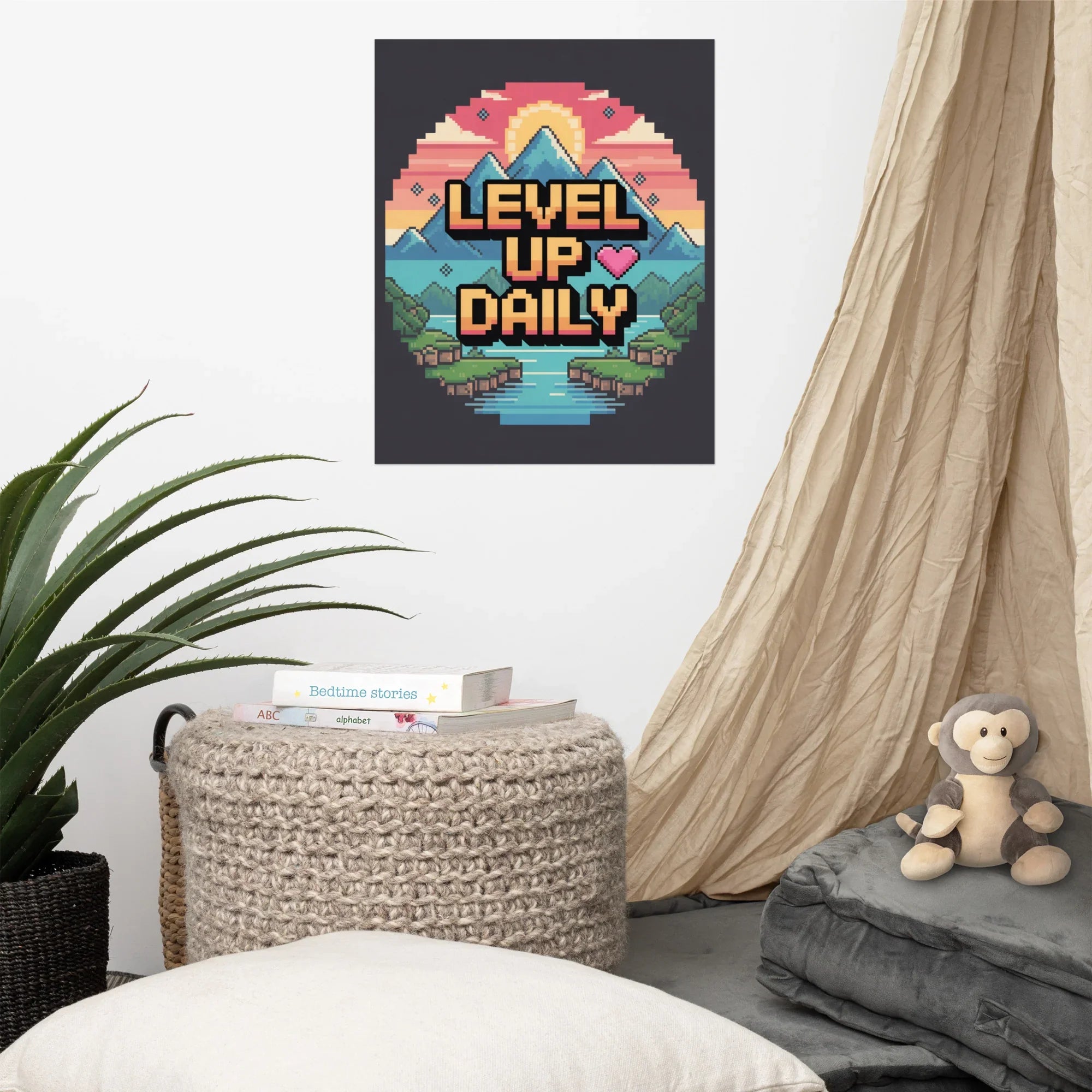 Level Up Daily Pixel Motivation Poster - RaZits