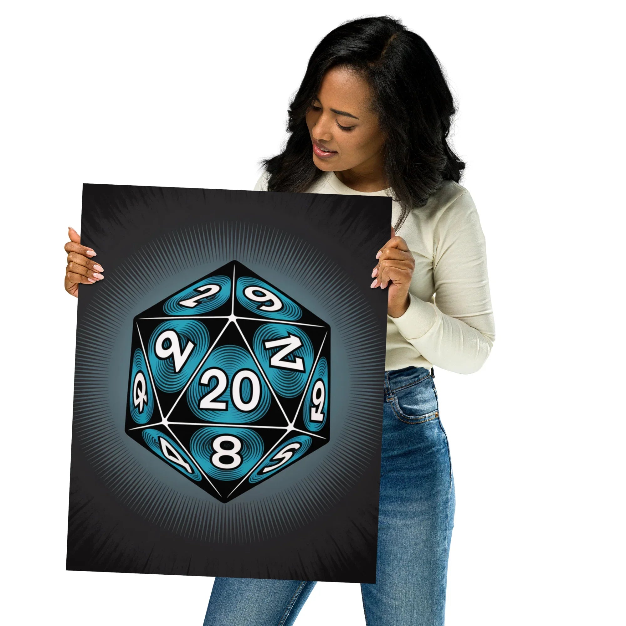 Roll For Glory – D20 Dice Art Poster for RPG Fans and Dungeon Masters - RaZits