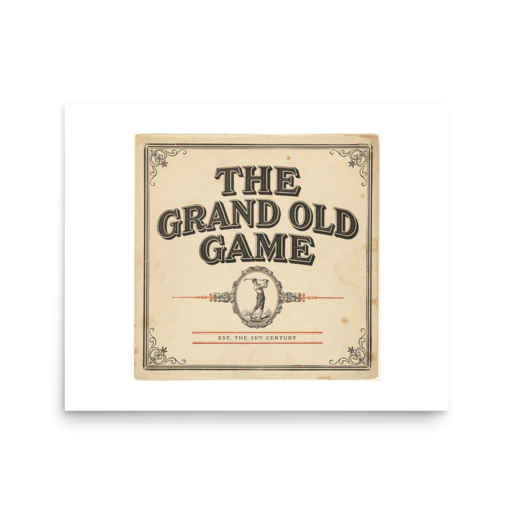 The Grand Old Game Victorian golf playbill matte poster, flat front view of the 16 by 20 inch print
