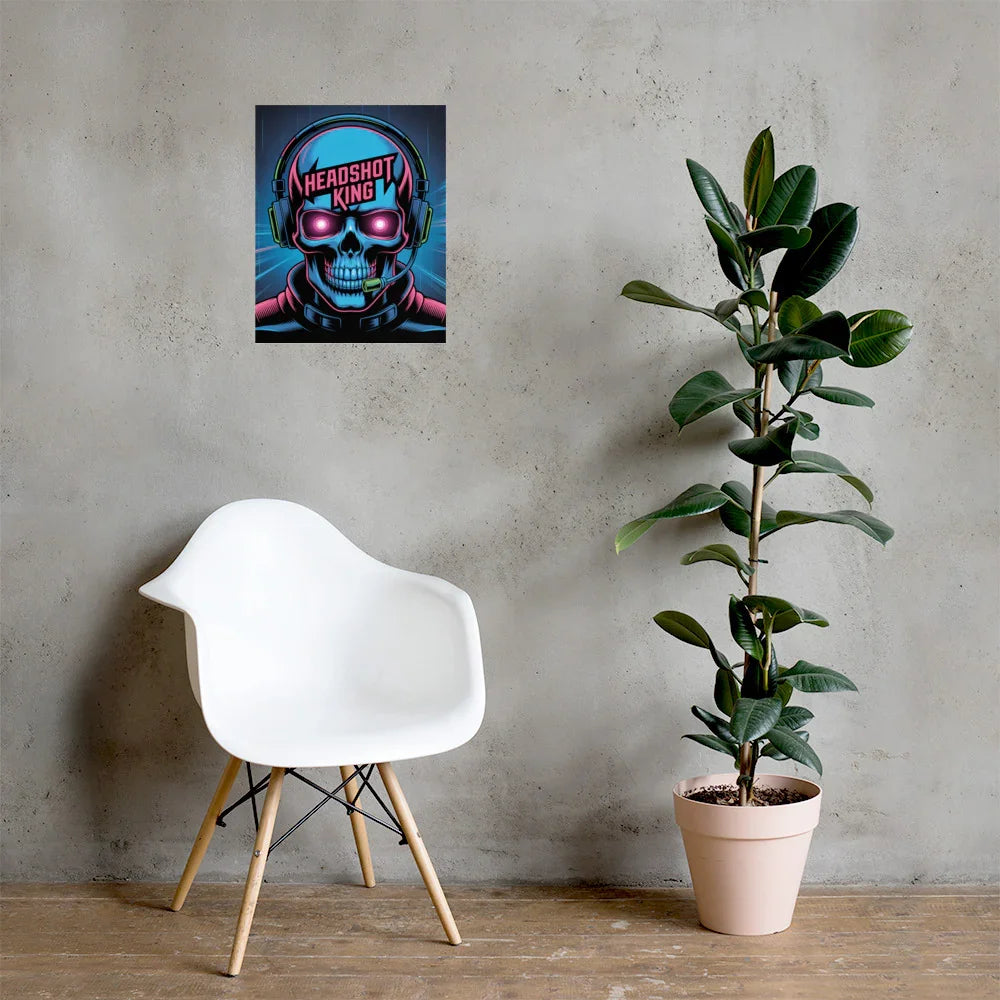 Headshot King – Cyberpunk Gamer Art for Futuristic Esports Room Decor - RaZits