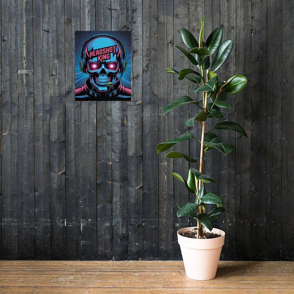 Headshot King – Cyberpunk Gamer Art for Futuristic Esports Room Decor - RaZits