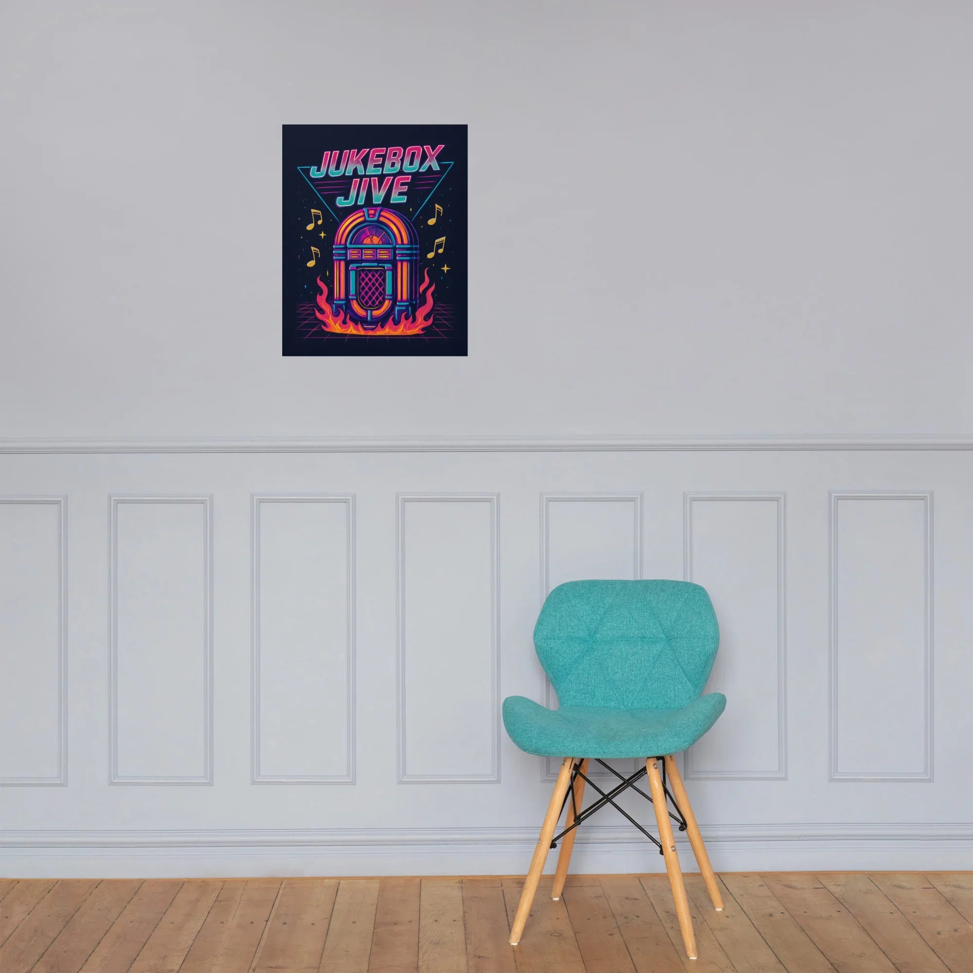 Jukebox Jive Poster – Retro Fire & Music Vibes Art - RaZits