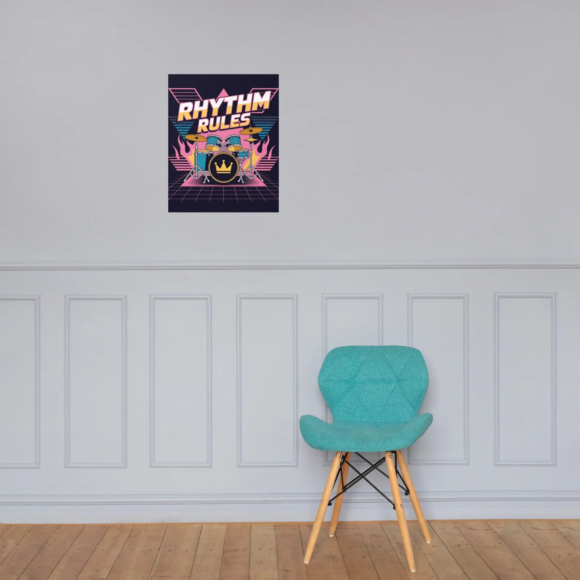 Rhythm Rules Poster – Neon Crown Drum Power - RaZits