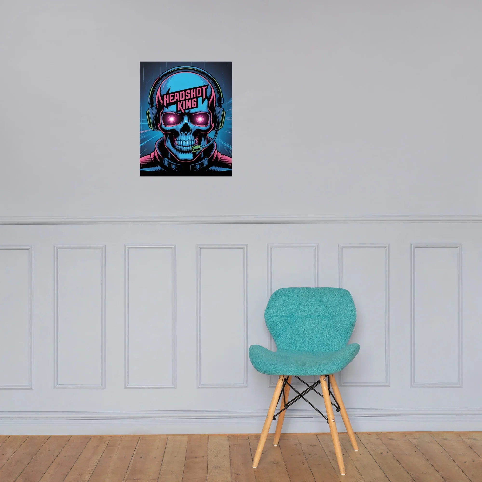 Headshot King – Cyberpunk Gamer Art for Futuristic Esports Room Decor - RaZits