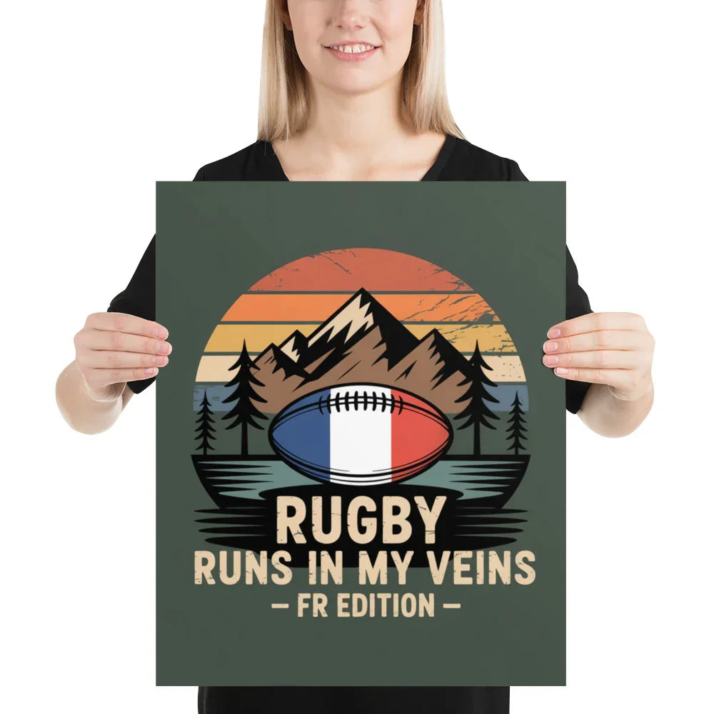 Rugby Runs in My Veins – France Poster (Midnight Edition) - RaZits