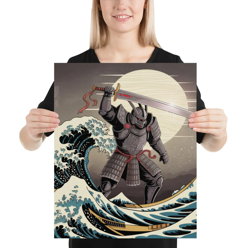 Cyber Samurai Wall Art – Katana Artwork Inspired by Japanese Wave & Mythology - RaZits