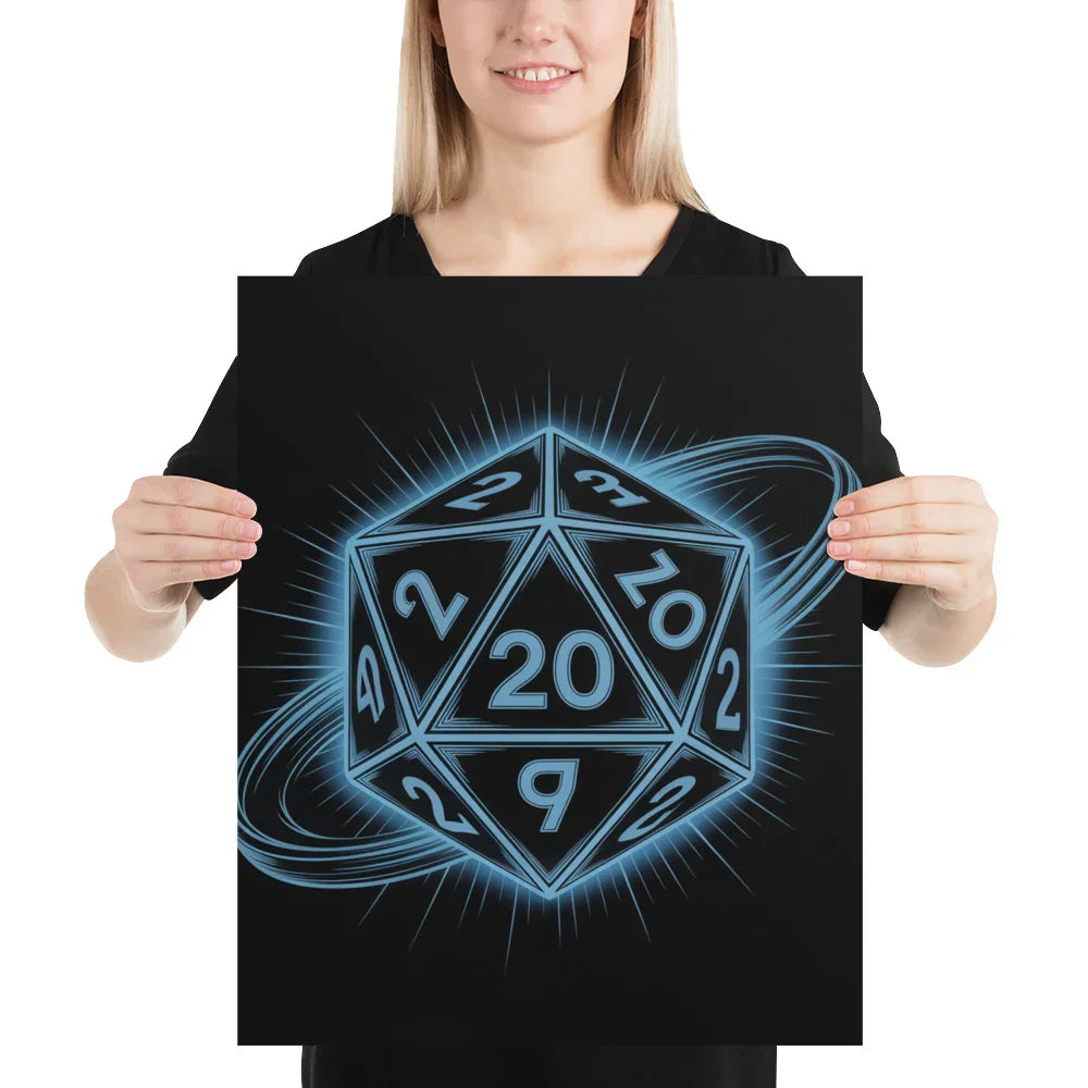 D20 Neon Dice Glow – Tabletop RPG Wall Art for Gaming Rooms - RaZits