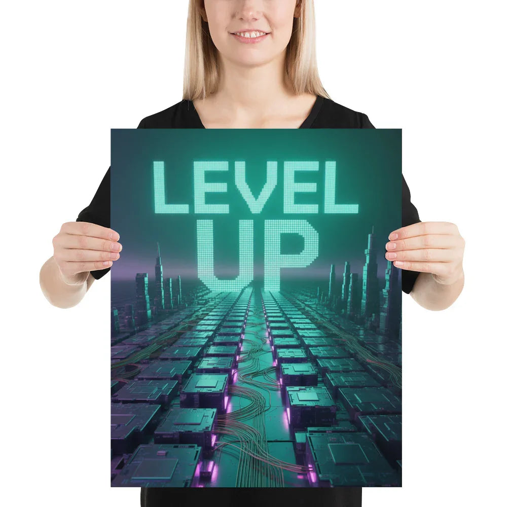 Level Up – Cyber Futuristic Wall Art for Gamers & Tech Lovers - RaZits