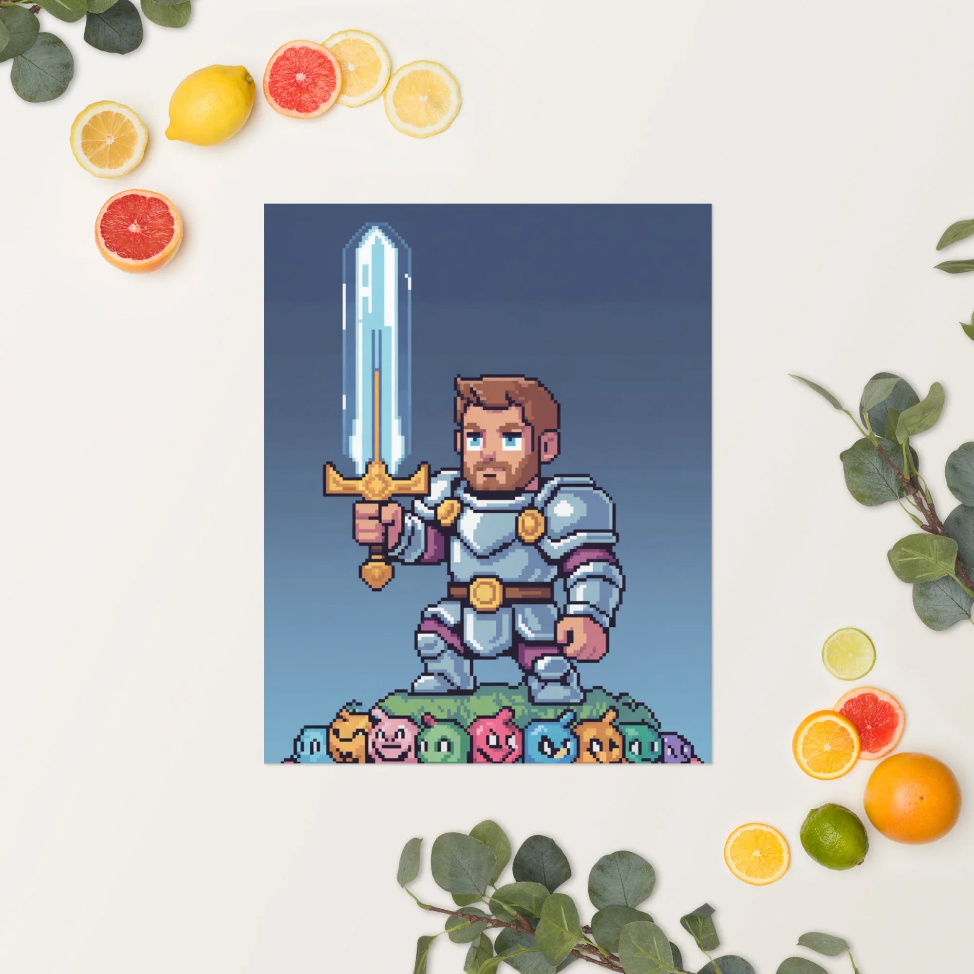 Pixel Knight – Fantasy Gaming Poster in Retro Pixel Art Style for Gamer Wall Decor - RaZits