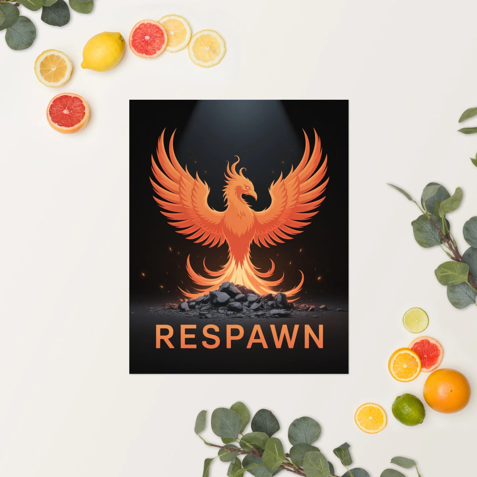 RESPAWN – Phoenix Rebirth Motivational Gaming Poster - RaZits