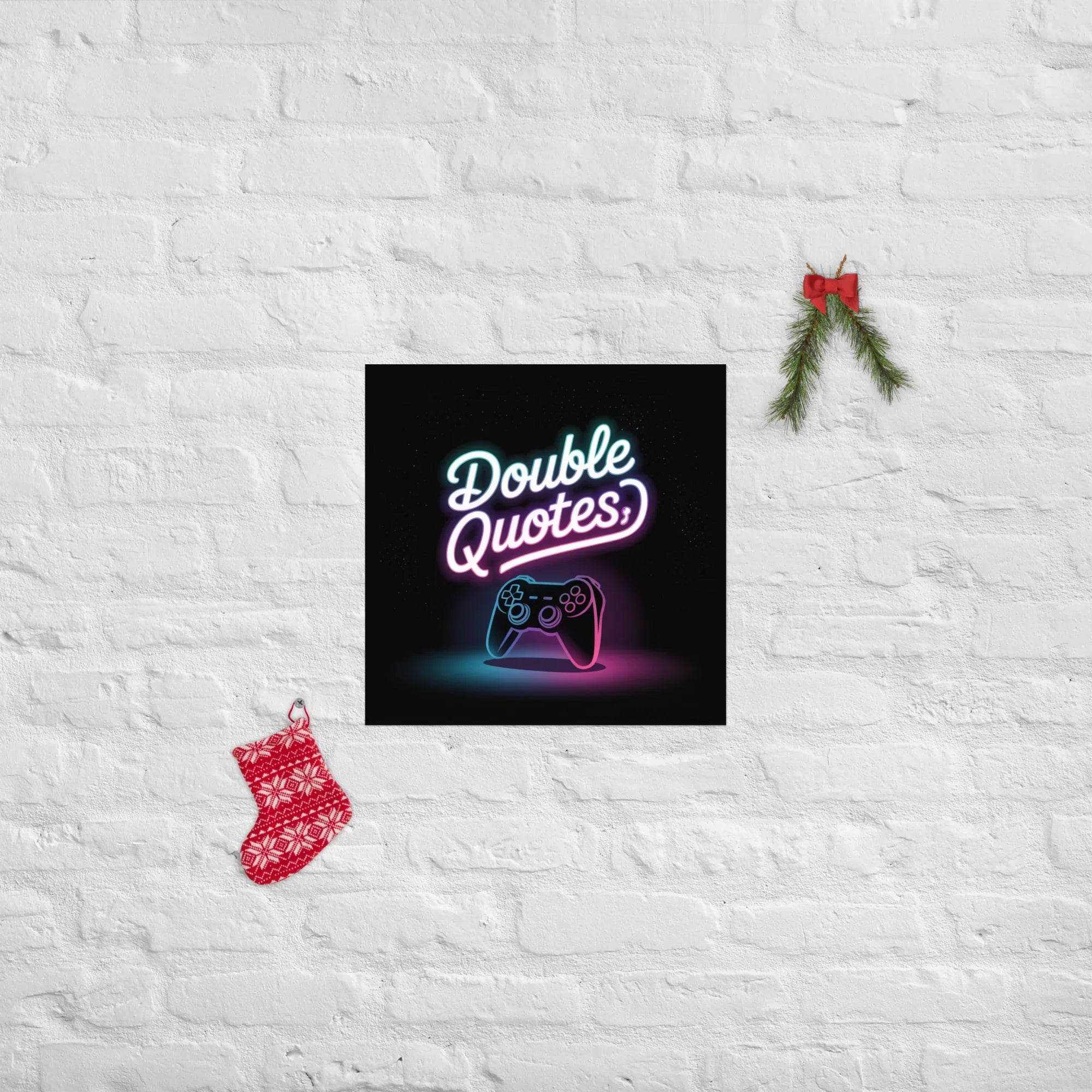 Double Quotes – Neon Gaming Controller Poster - RaZits