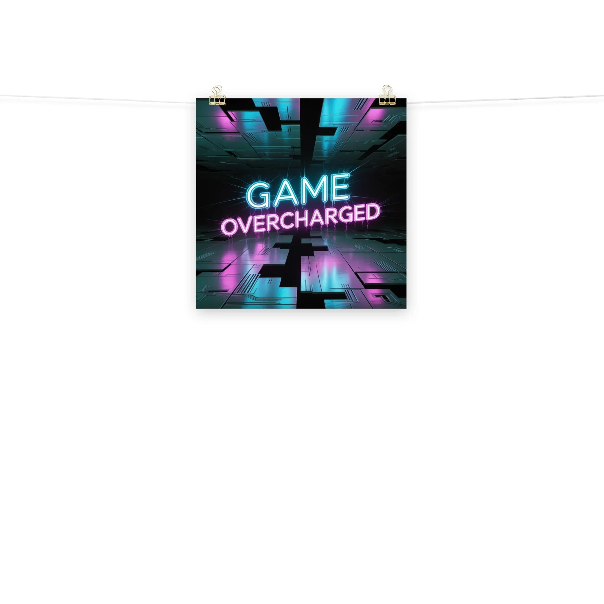 Game Overcharged – Neon Cyberpunk Gamer Art for RGB Esports Rooms - RaZits