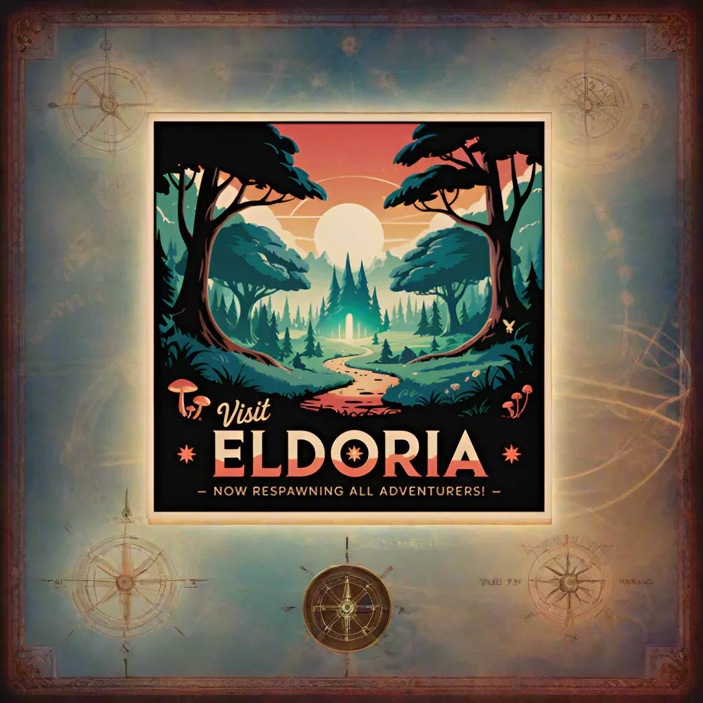 Visit Eldoria Poster – Fantasy Adventure Gamer Art - RaZits
