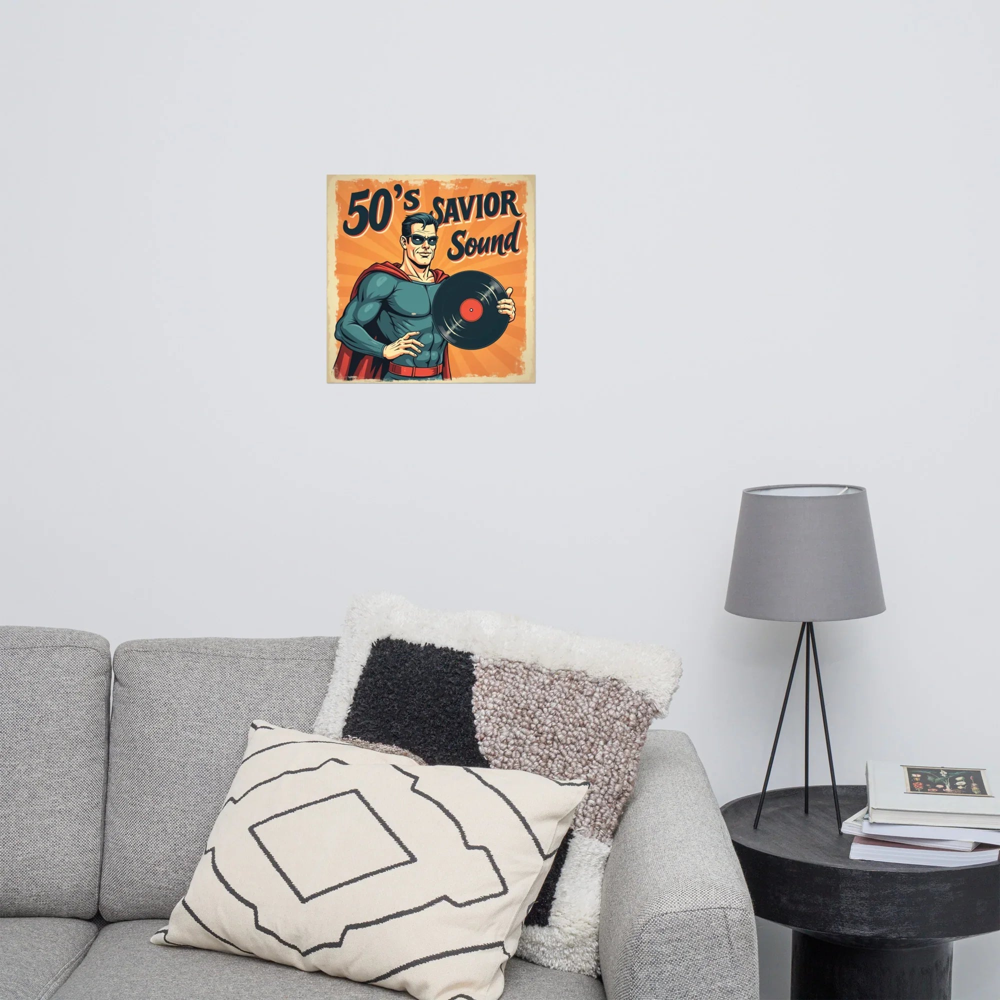 50s Savior Sound Poster – Retro Superhero Vinyl Vibe - RaZits