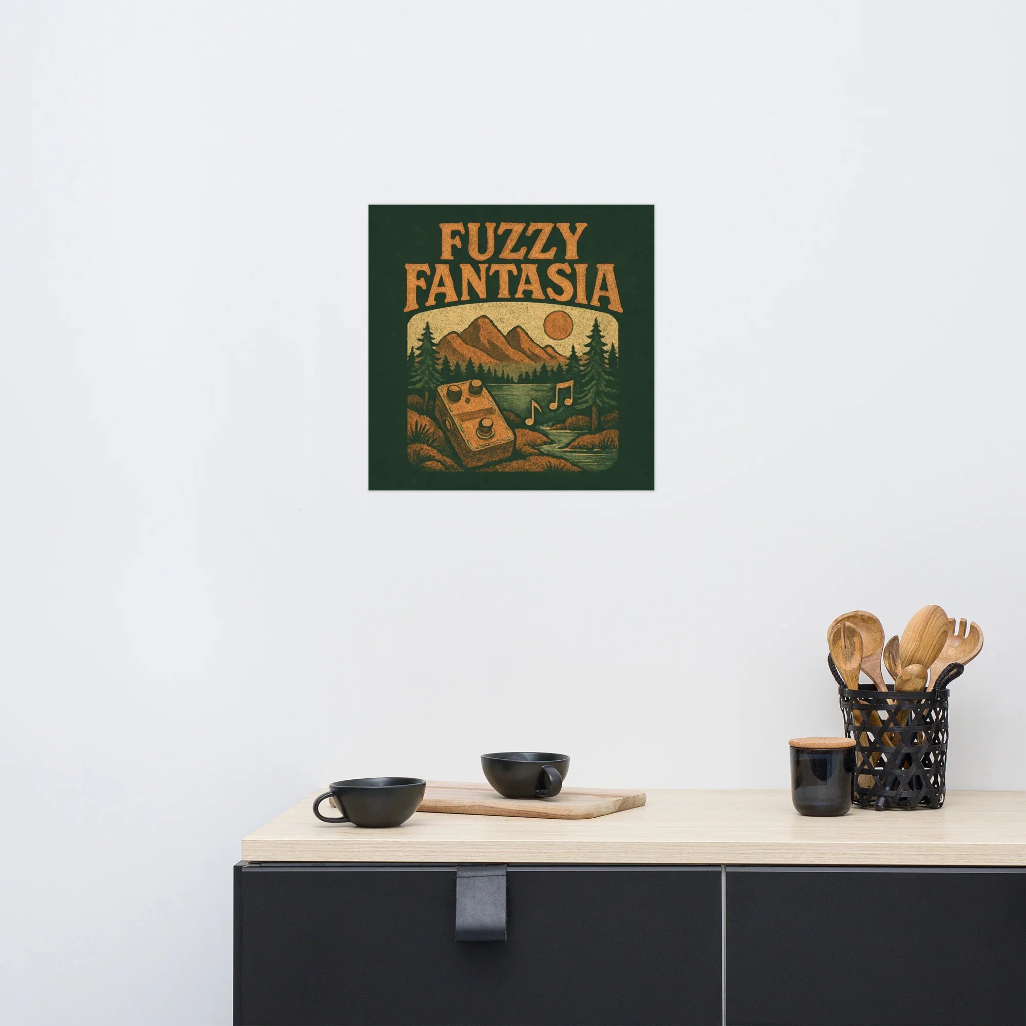 Fuzzy Fantasia Poster – Retro Guitar Pedal Meets Nature Vibes - RaZits