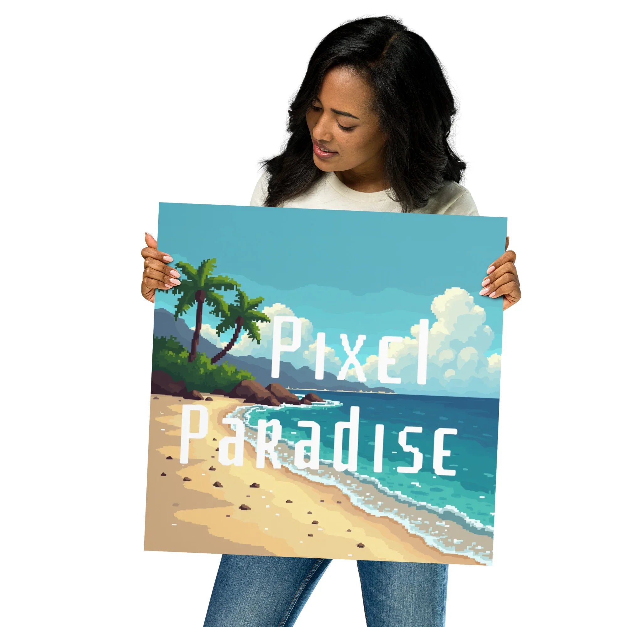 Pixel Paradise Poster – Tropical Beach Vibes - RaZits