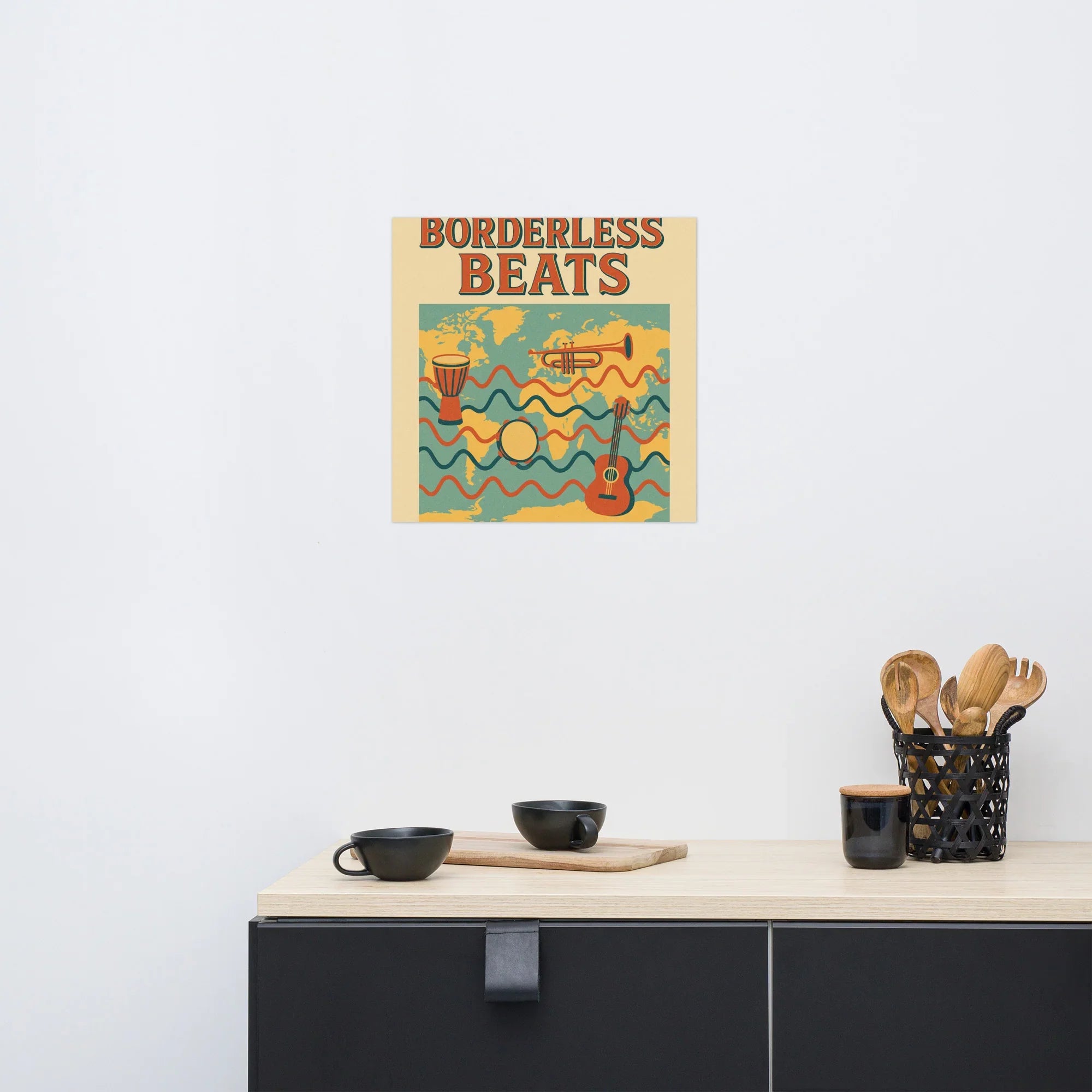 Borderless Beats Poster – World Music Travel Vibe Art - RaZits